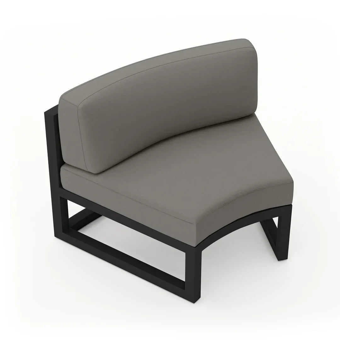 Avion Aluminum Curve Seat (Set of 2)#Finish_Black#Fabric_Canvas Charcoal