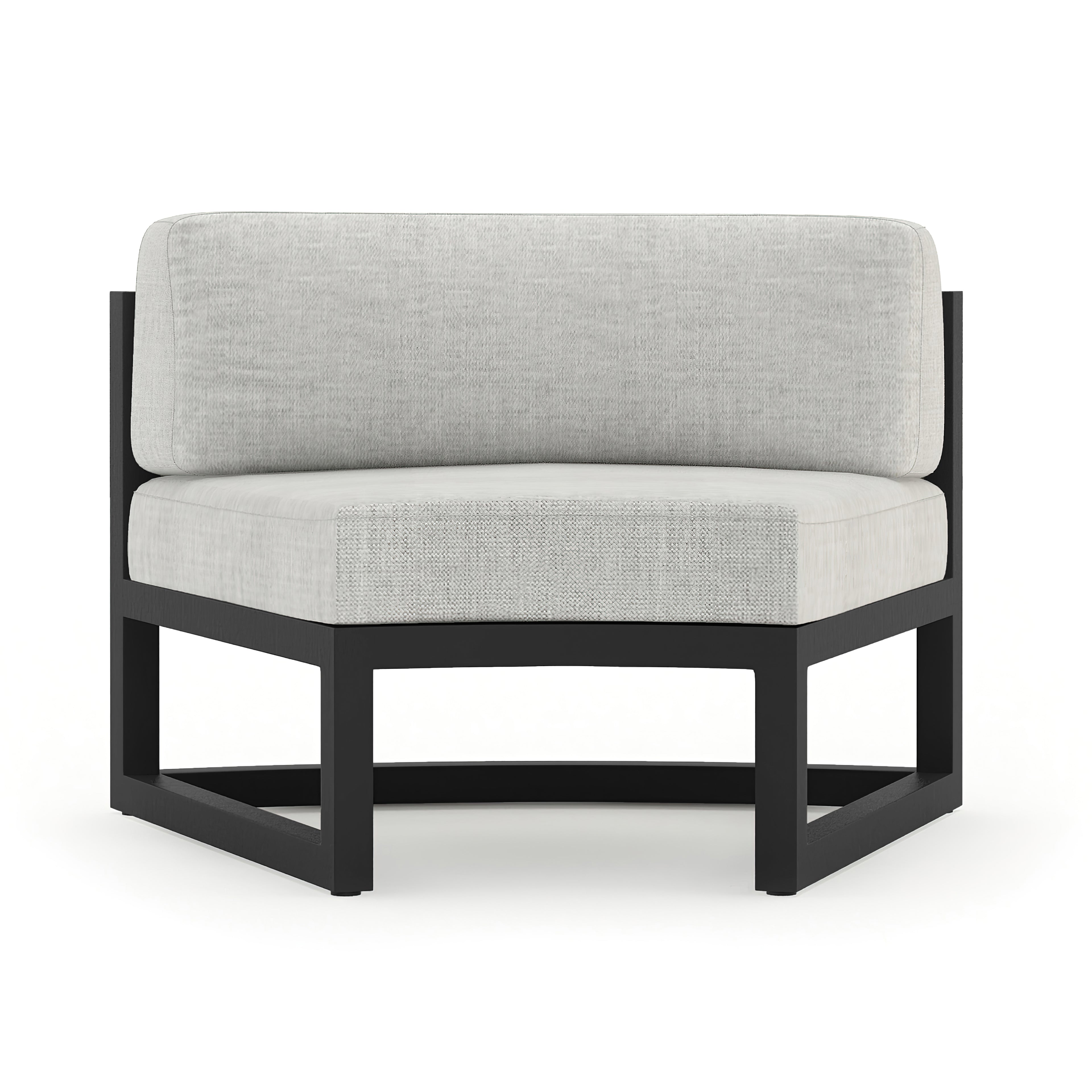 Avion Aluminum Curve Seat (Set of 2)#Finish_Black#Fabric_Cast Silver