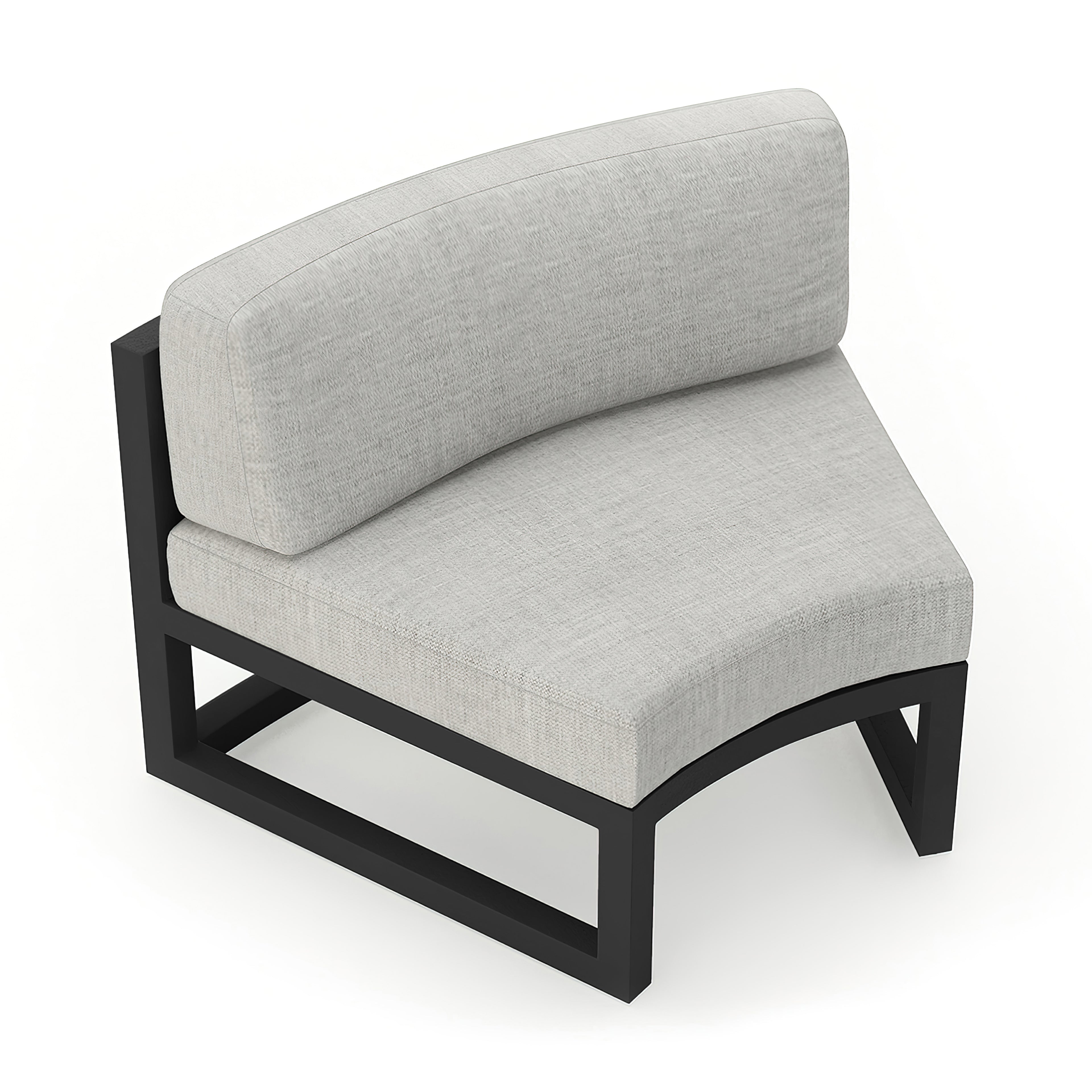 Avion Aluminum Curve Seat (Set of 2)#Finish_Black#Fabric_Cast Silver