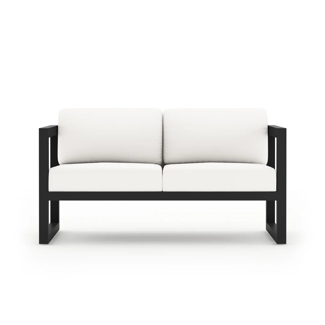 Avion Classic 4 Piece Aluminum Loveseat Set#Finish_Black#Fabric_Canvas Natural