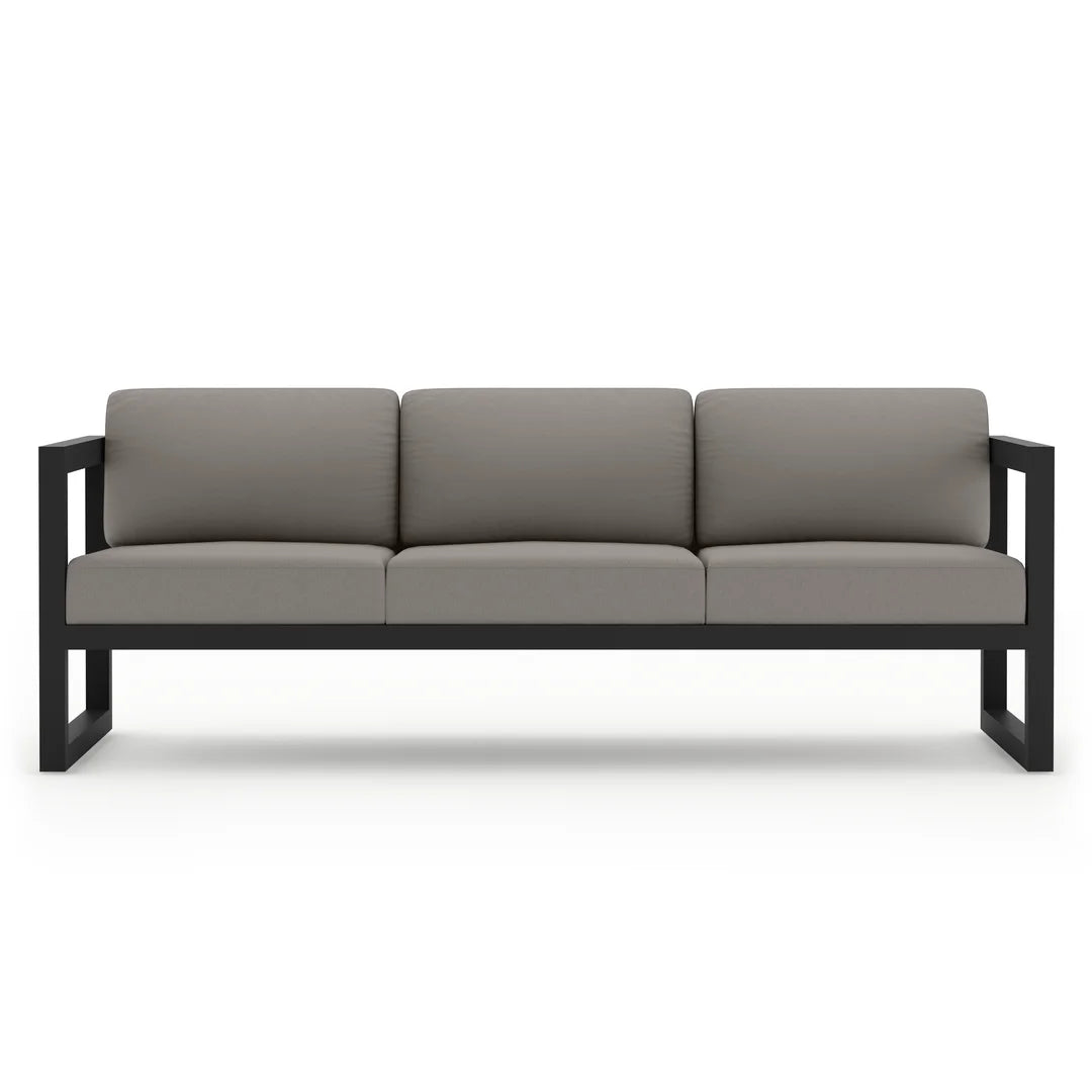 Avion Classic 3 Piece Aluminum Sofa Set#Finish_Black#Fabric_Canvas Charcoal