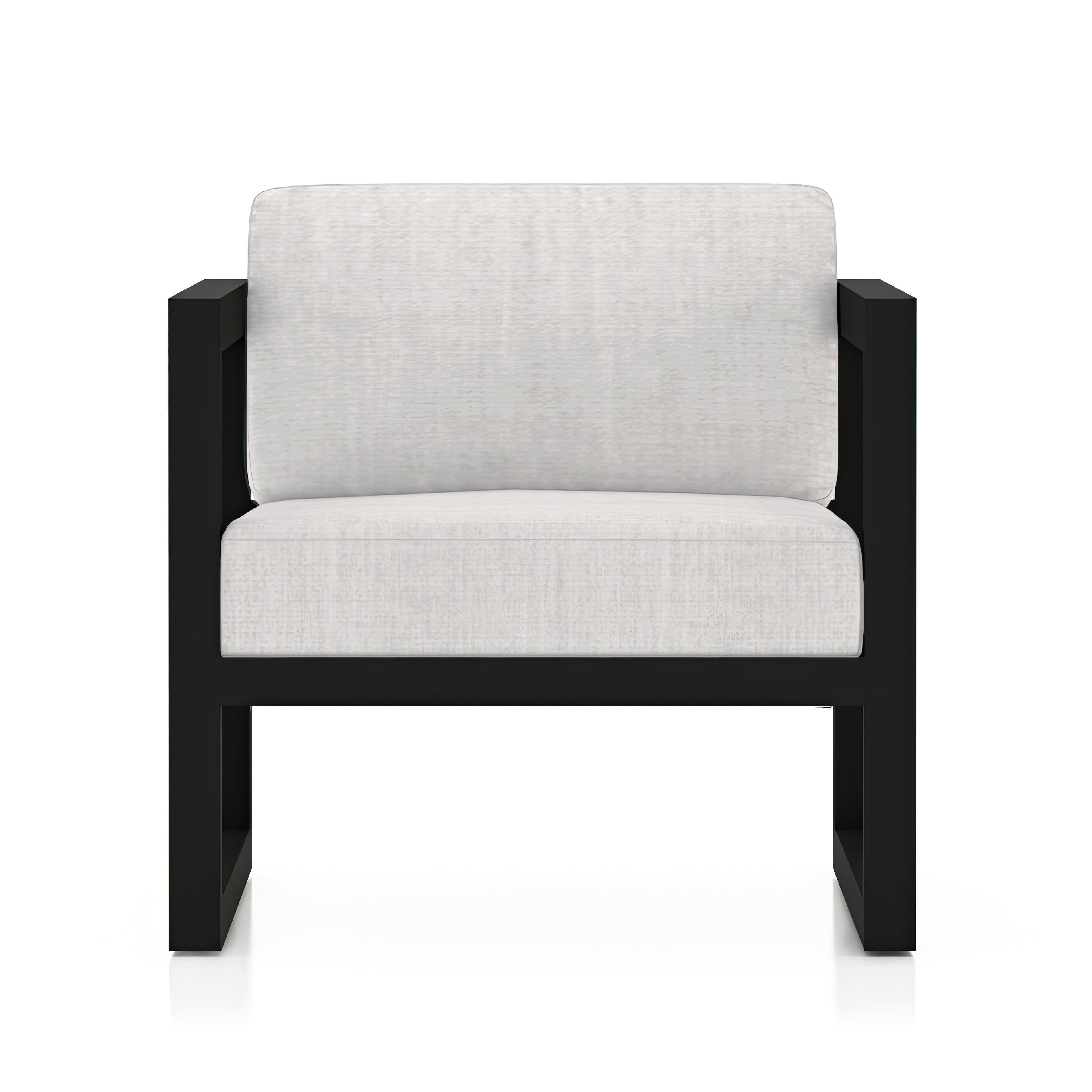 Avion Classic 3 Piece Aluminum Sofa Set#Finish_Black#Fabric_Cast Silver