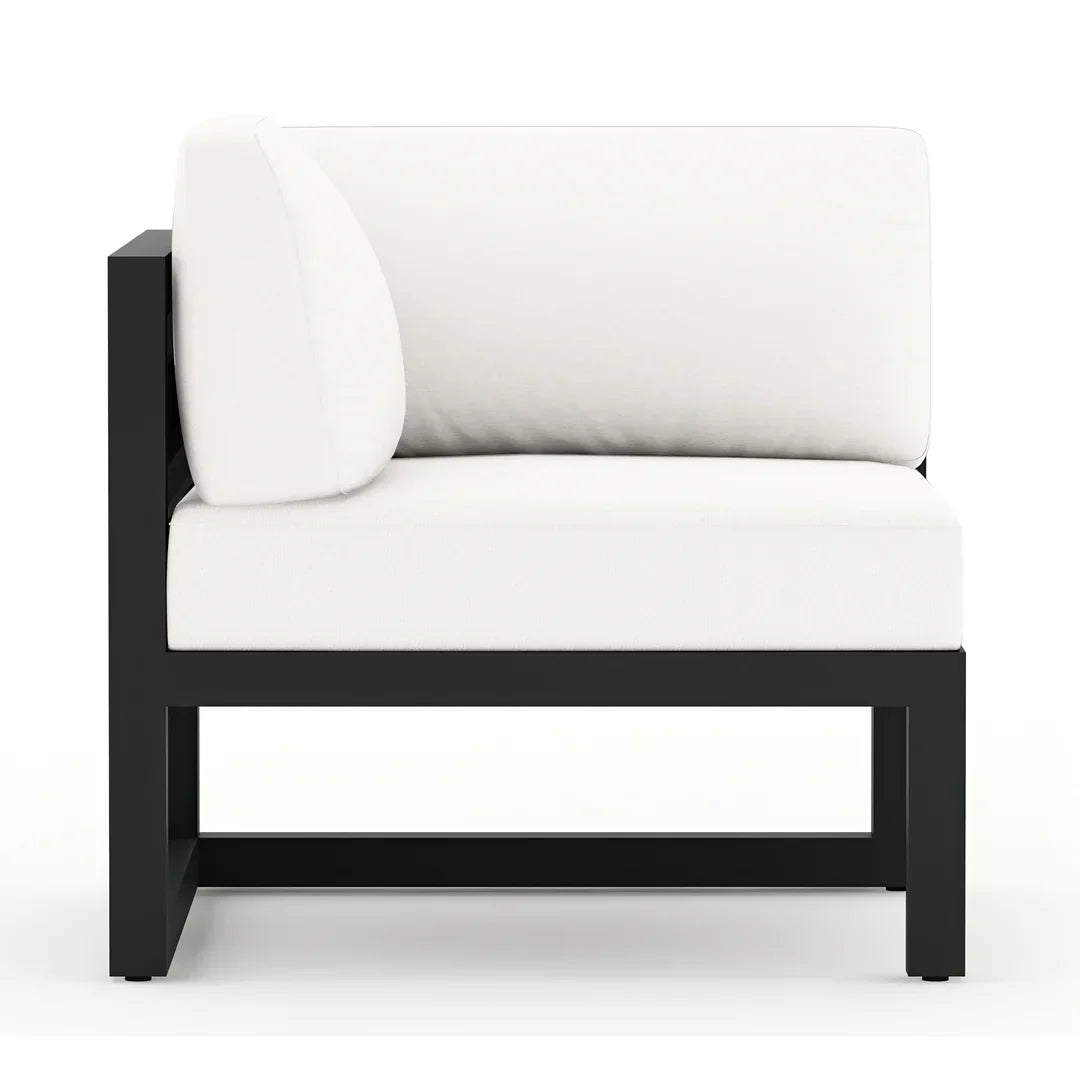 Avion Classic 5 Piece Aluminum Sectional Set#Finish_Black#Fabric_Canvas Natural