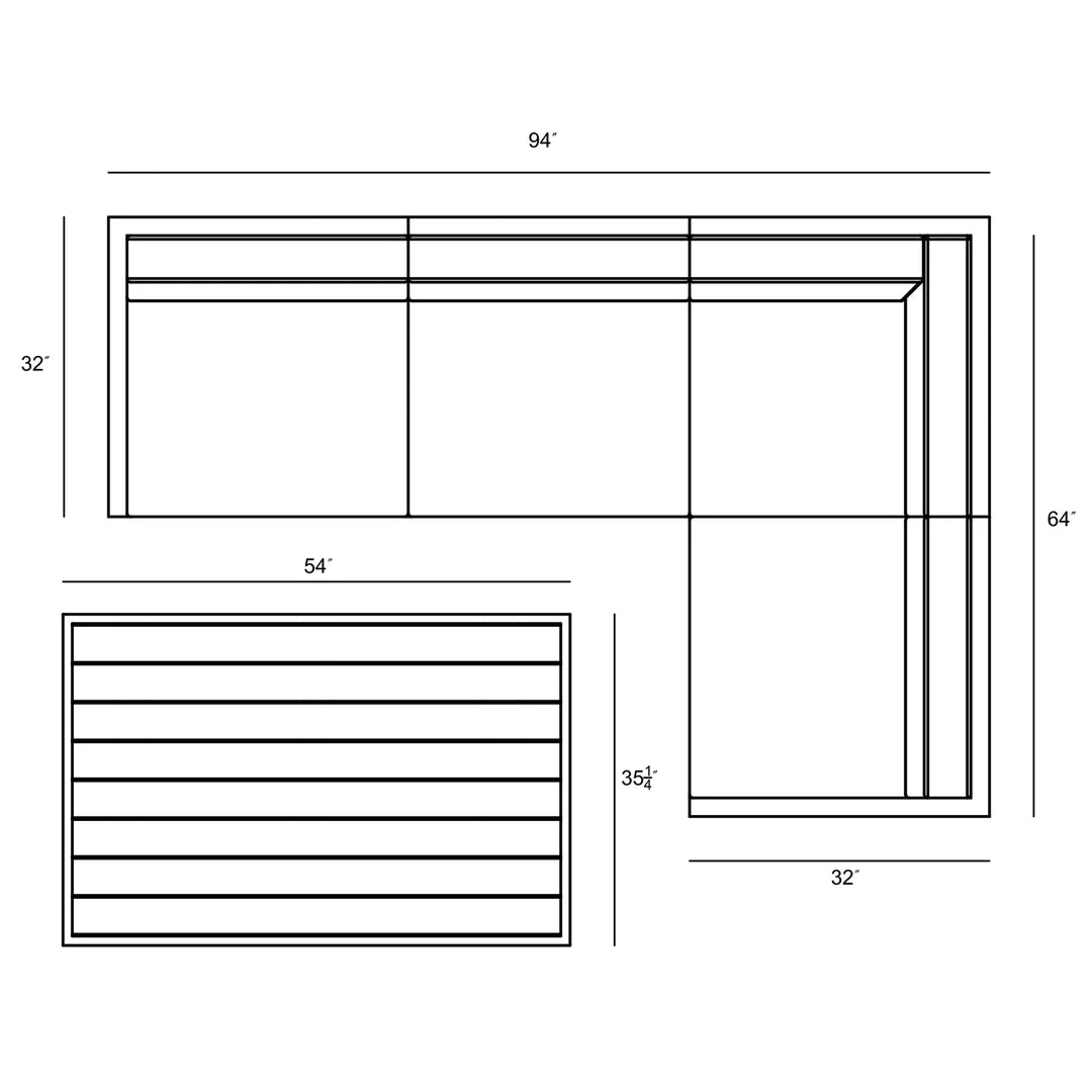 Avion Classic 5 Piece Aluminum Sectional Set