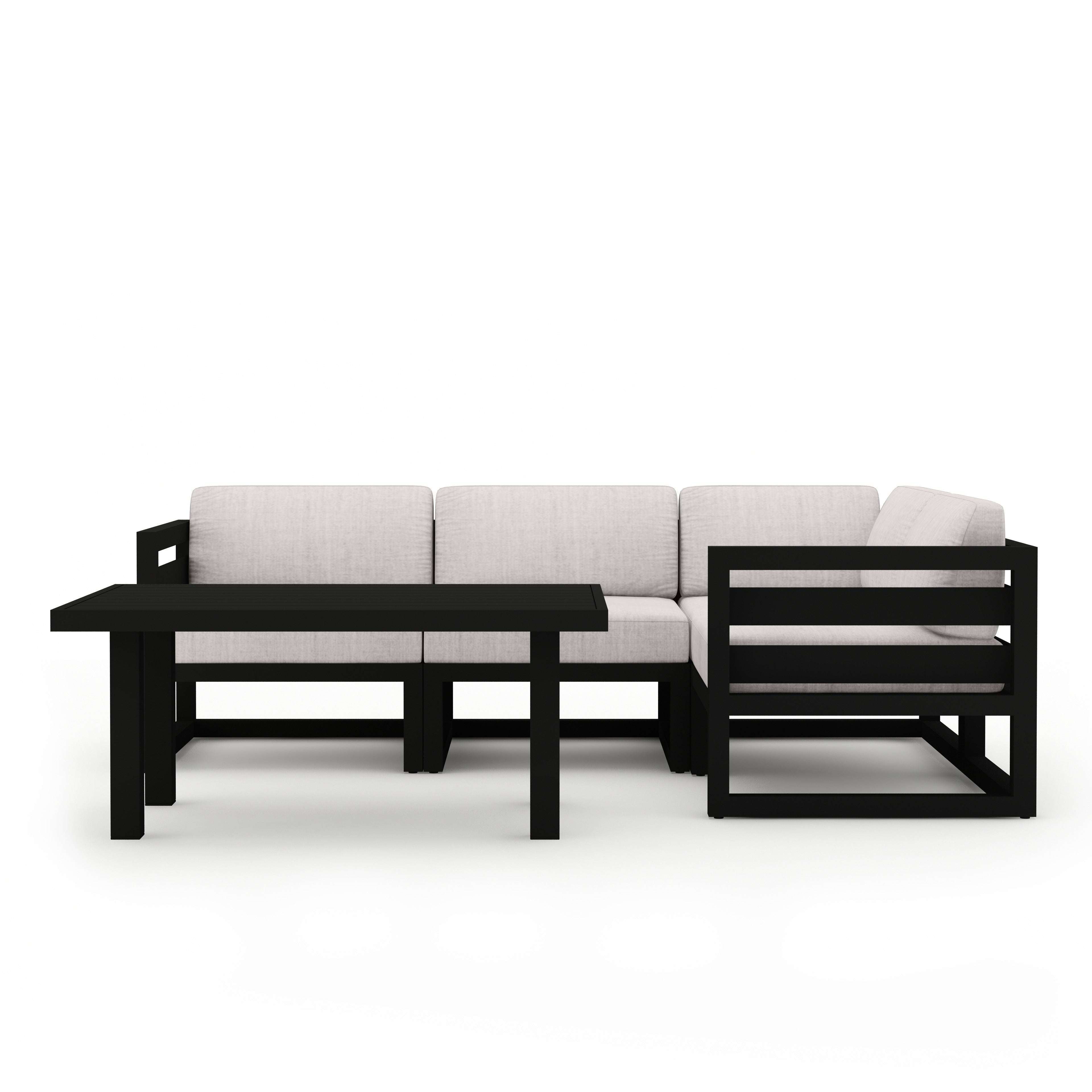 Avion Classic 5 Piece Aluminum Sectional Set#Finish_Black#Fabric_Cast Silver