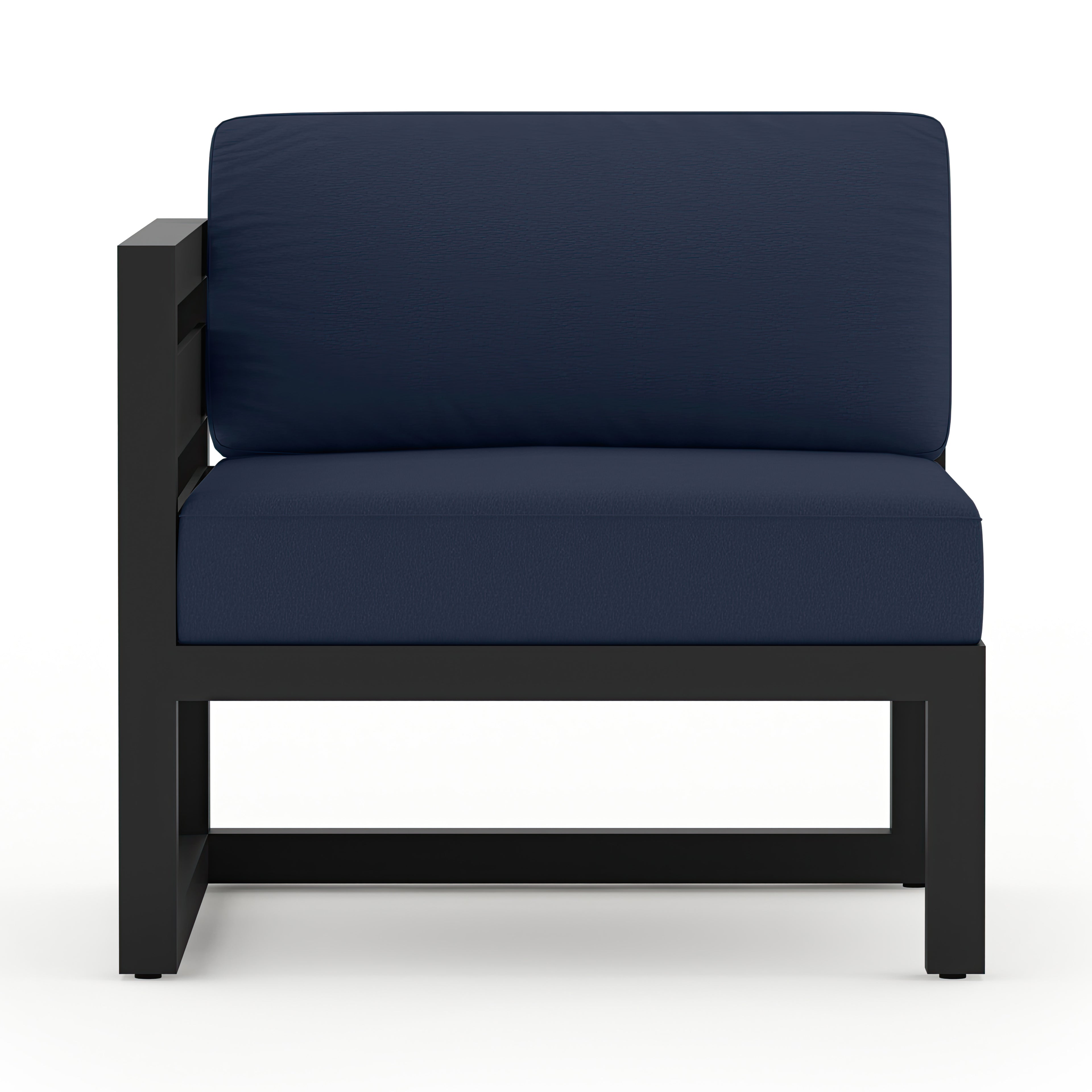 Avion Classic 5 Piece Aluminum Sectional Set#Finish_Black#Fabric_Spectrum Indigo