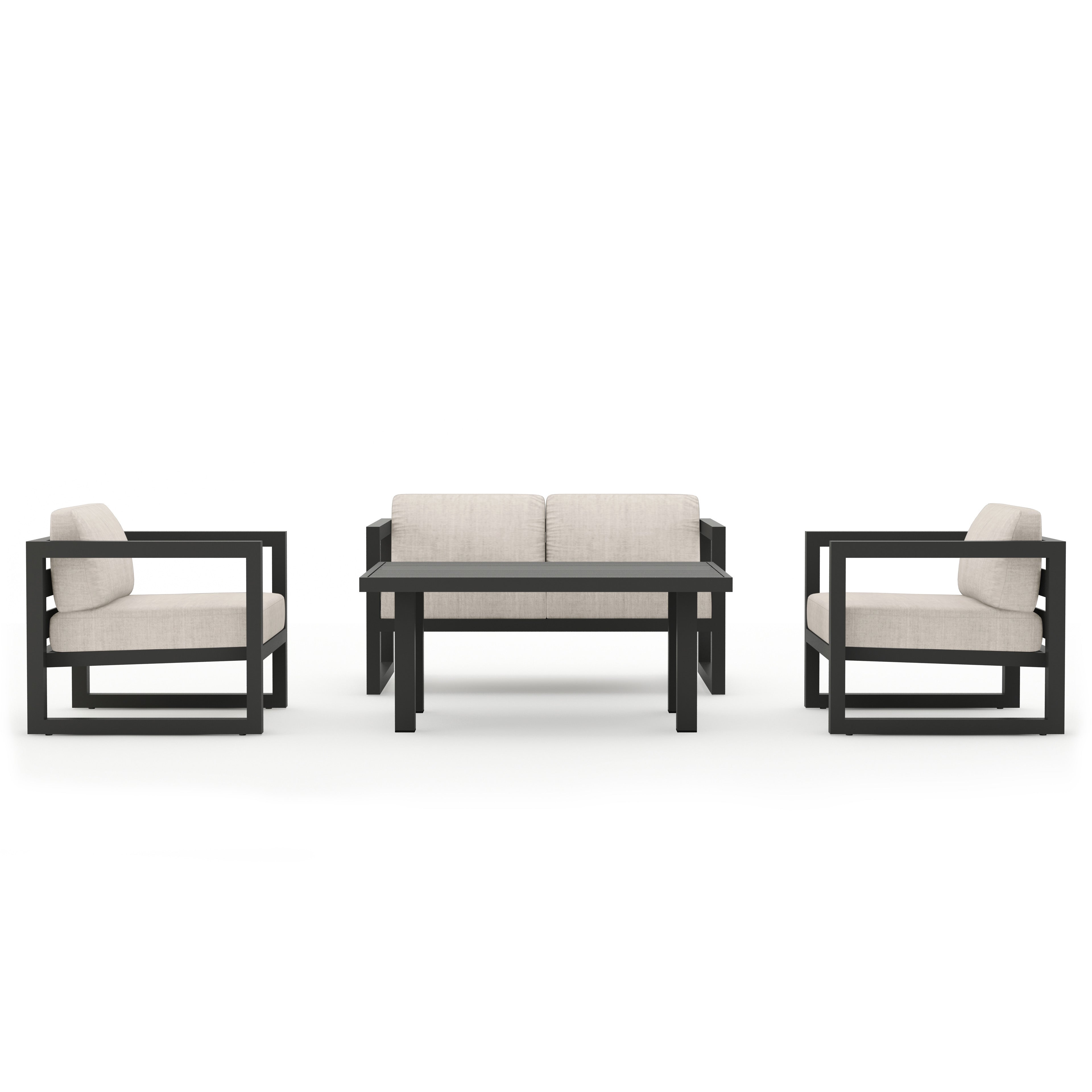 Avion Classic 4 Piece Aluminum Loveseat Set#Finish_Slate#Fabric_Cast Silver