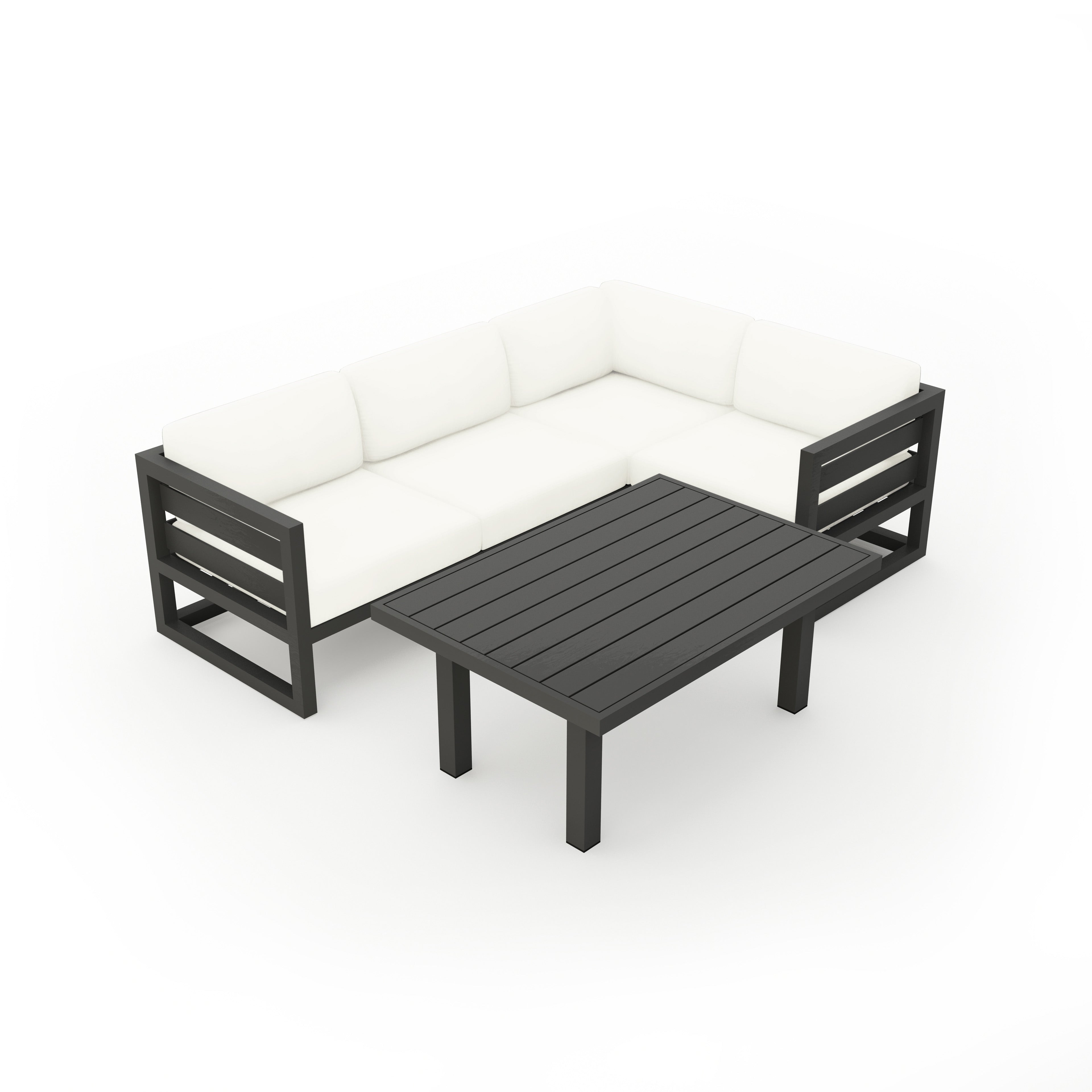 Avion Classic 5 Piece Aluminum Sectional Set#Finish_Slate#Fabric_Canvas Natural