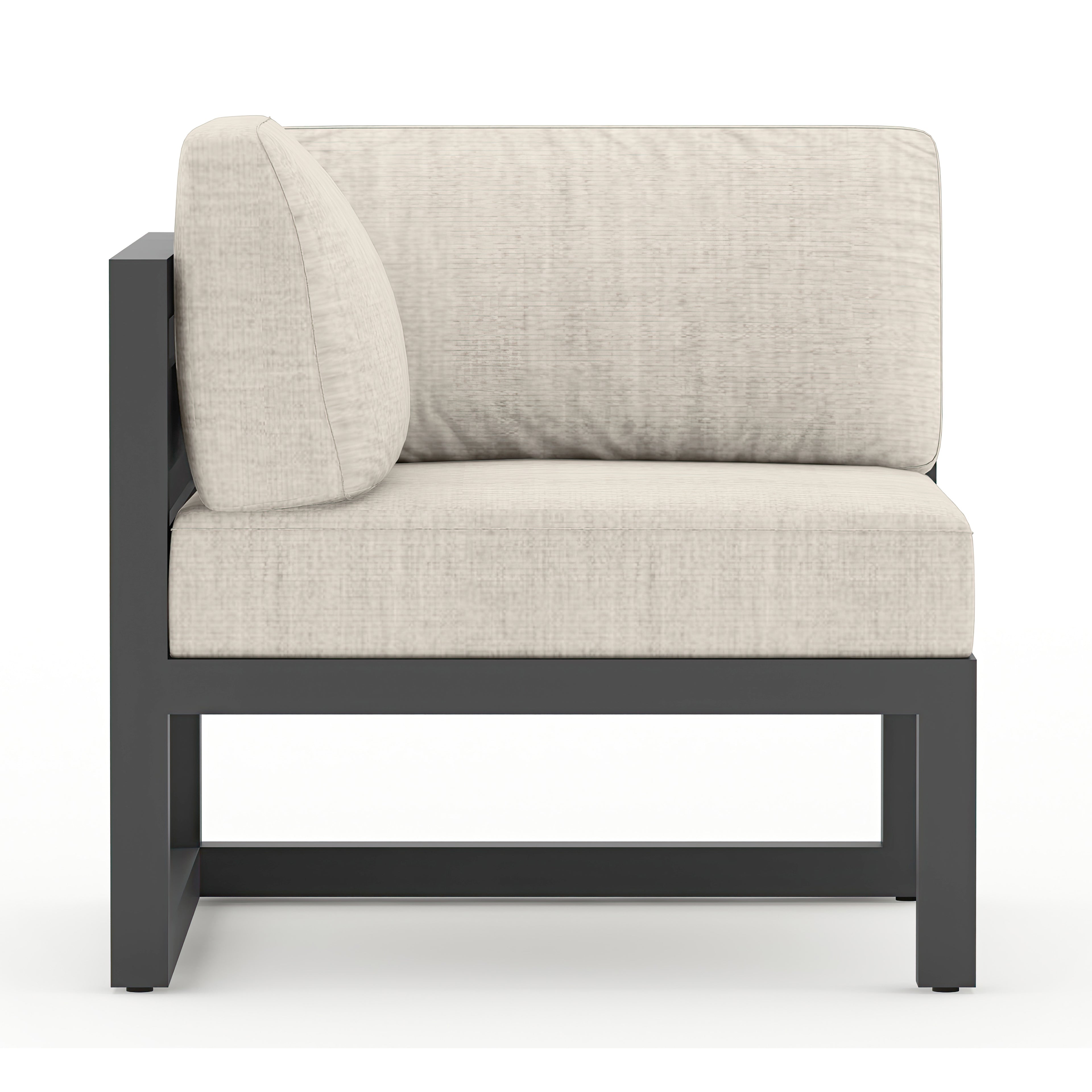 Avion Classic 5 Piece Aluminum Sectional Set#Finish_Slate#Fabric_Cast Silver