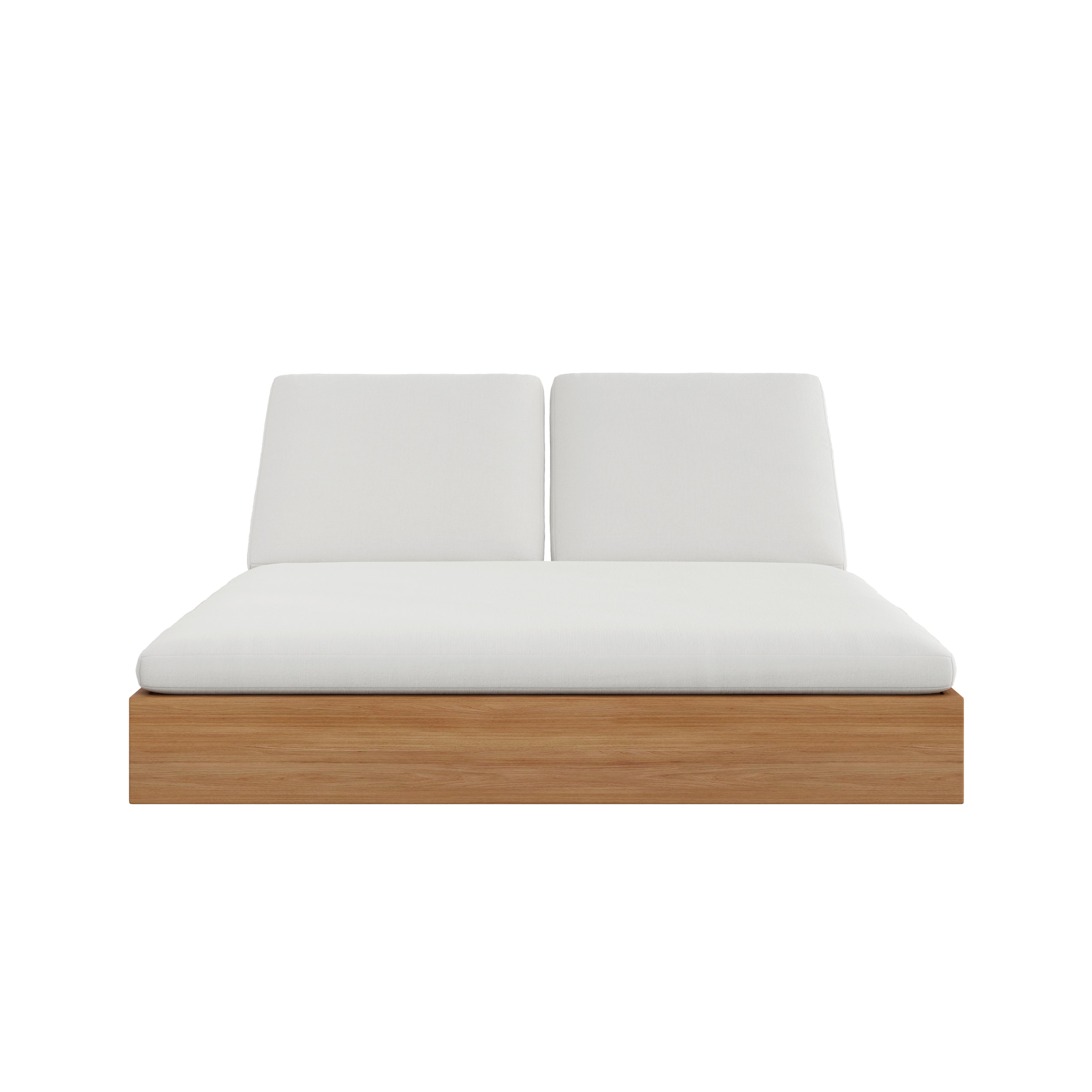 Beja Double Sunbed#Finish_Natural Sanded#Fabric_Cast Silver