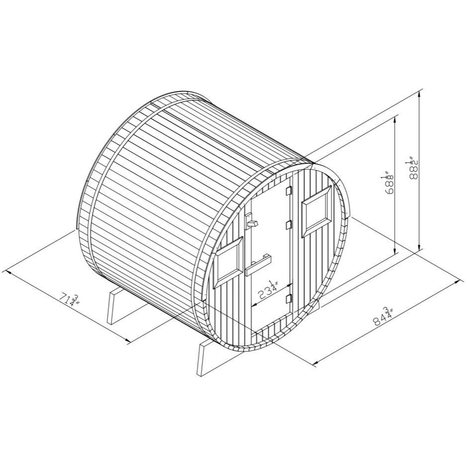 6-Person Extra-Wide Barrel Outdoor Sauna