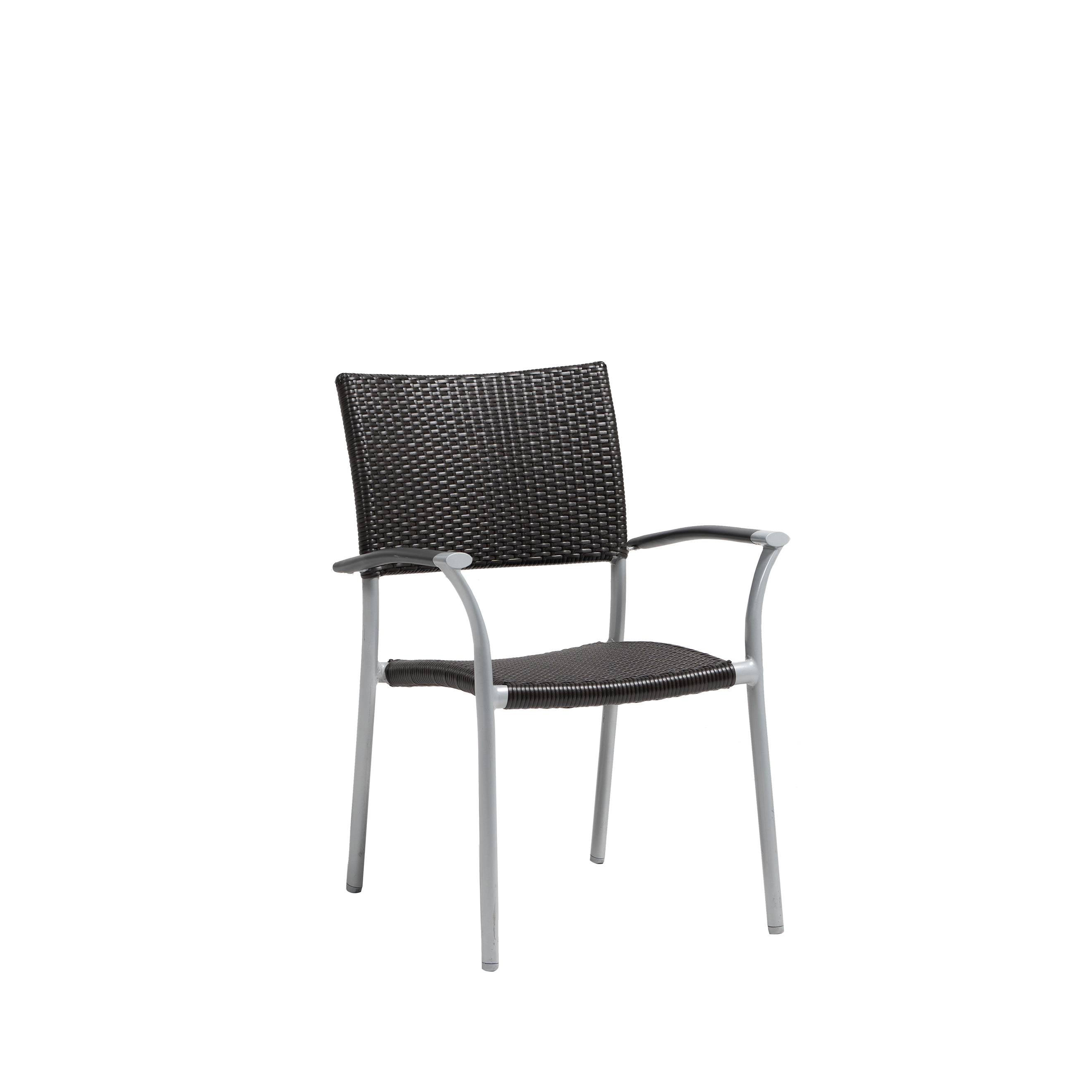 New Roma Wicker Stackable Dining Arm Chair w/ Aluminum Armrests