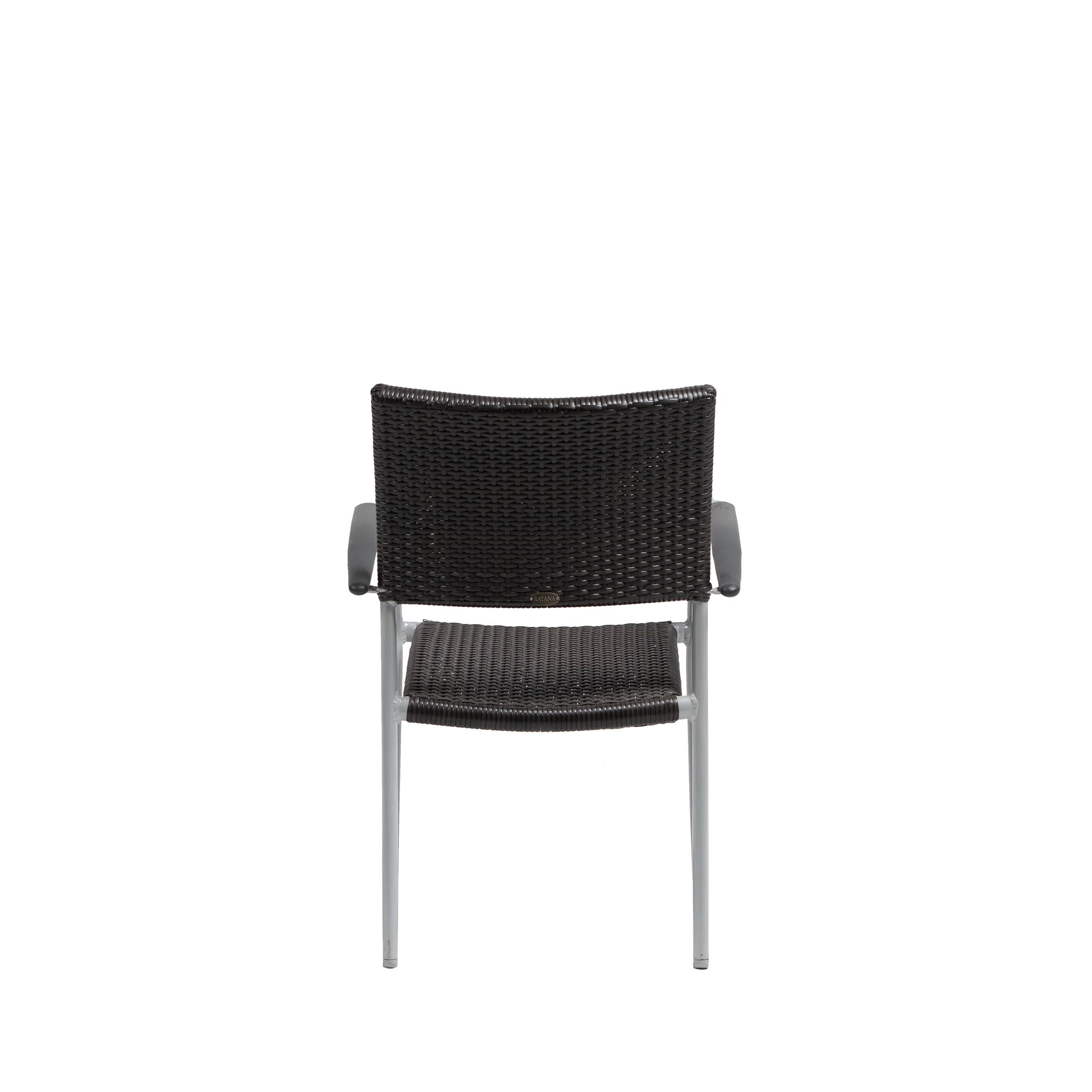 New Roma Wicker Stackable Dining Arm Chair w/ Aluminum Armrests