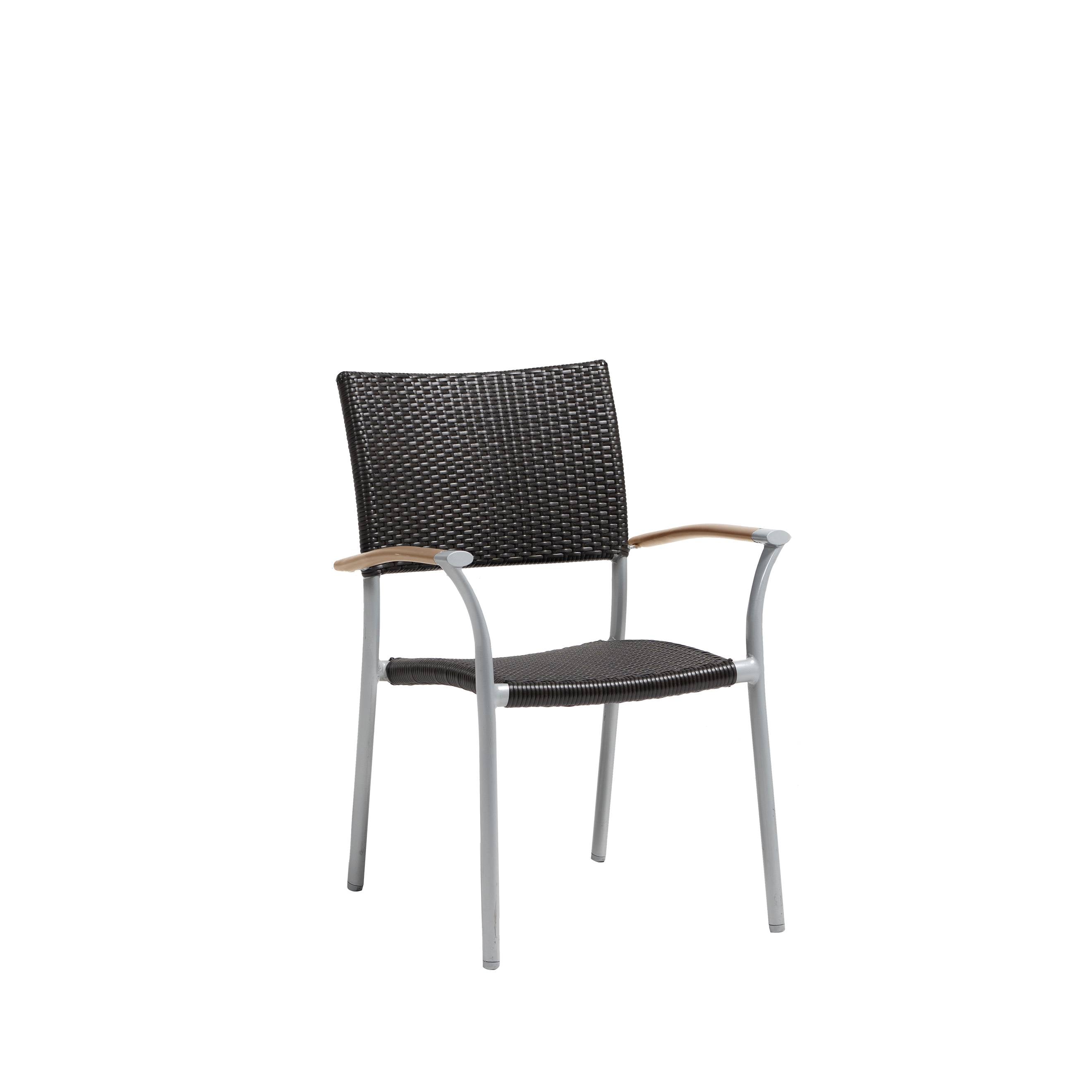 New Roma Wicker Stackable Dining Arm Chair w/ Durawood Armrests