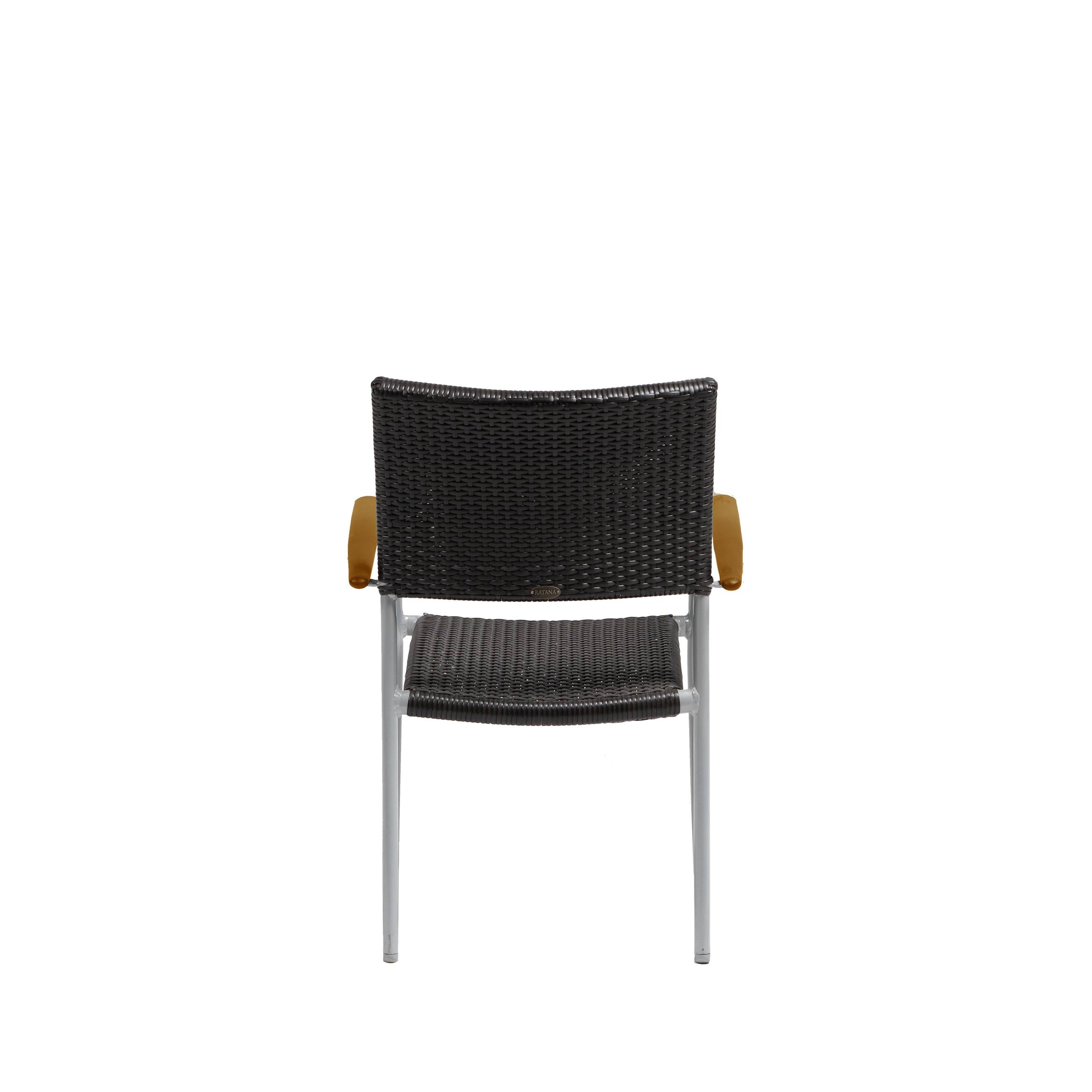 New Roma Wicker Stackable Dining Arm Chair w/ Durawood Armrests