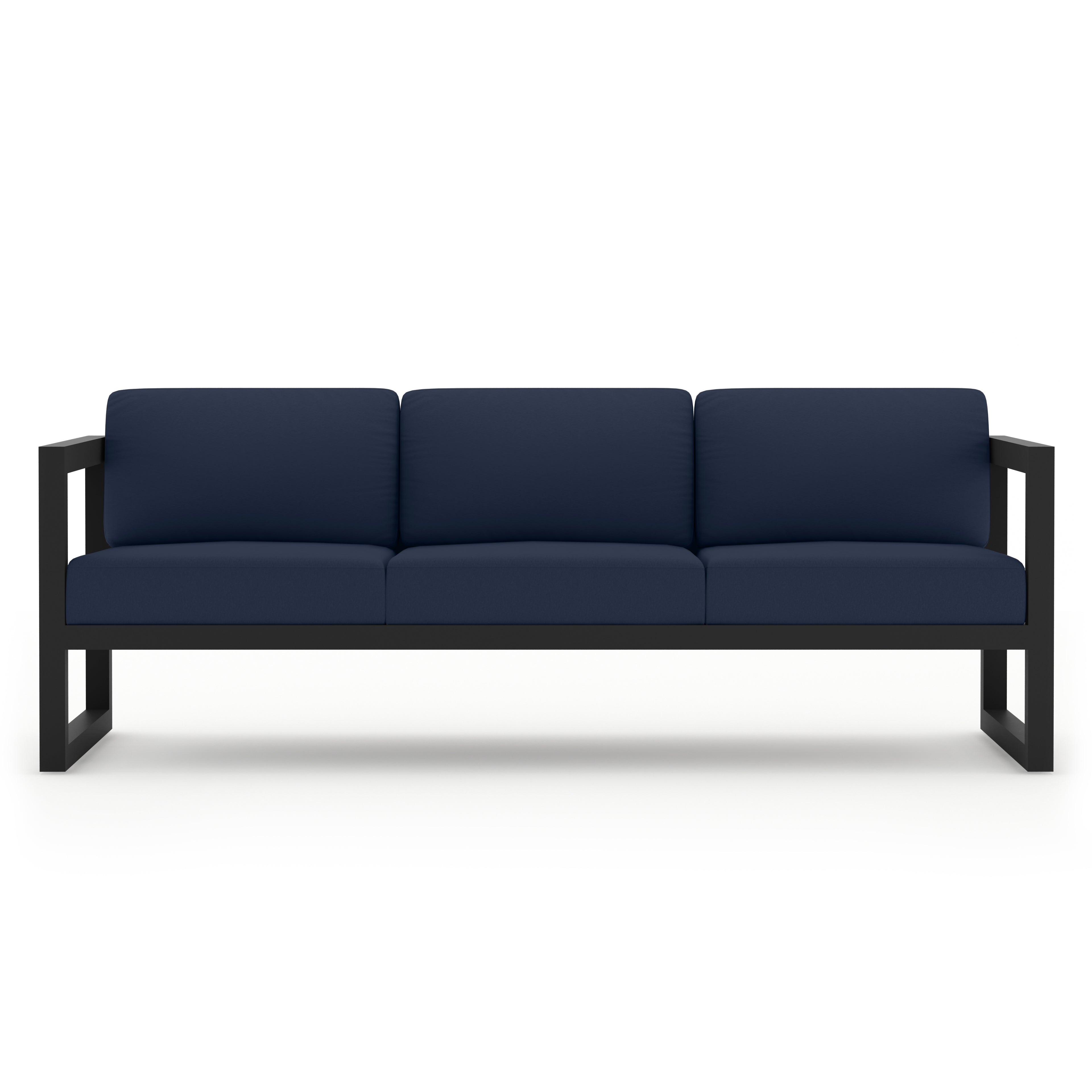 Avion 2 Piece Aluminum Sofa Set#Finish_Black#Fabric_Spectrum Indigo