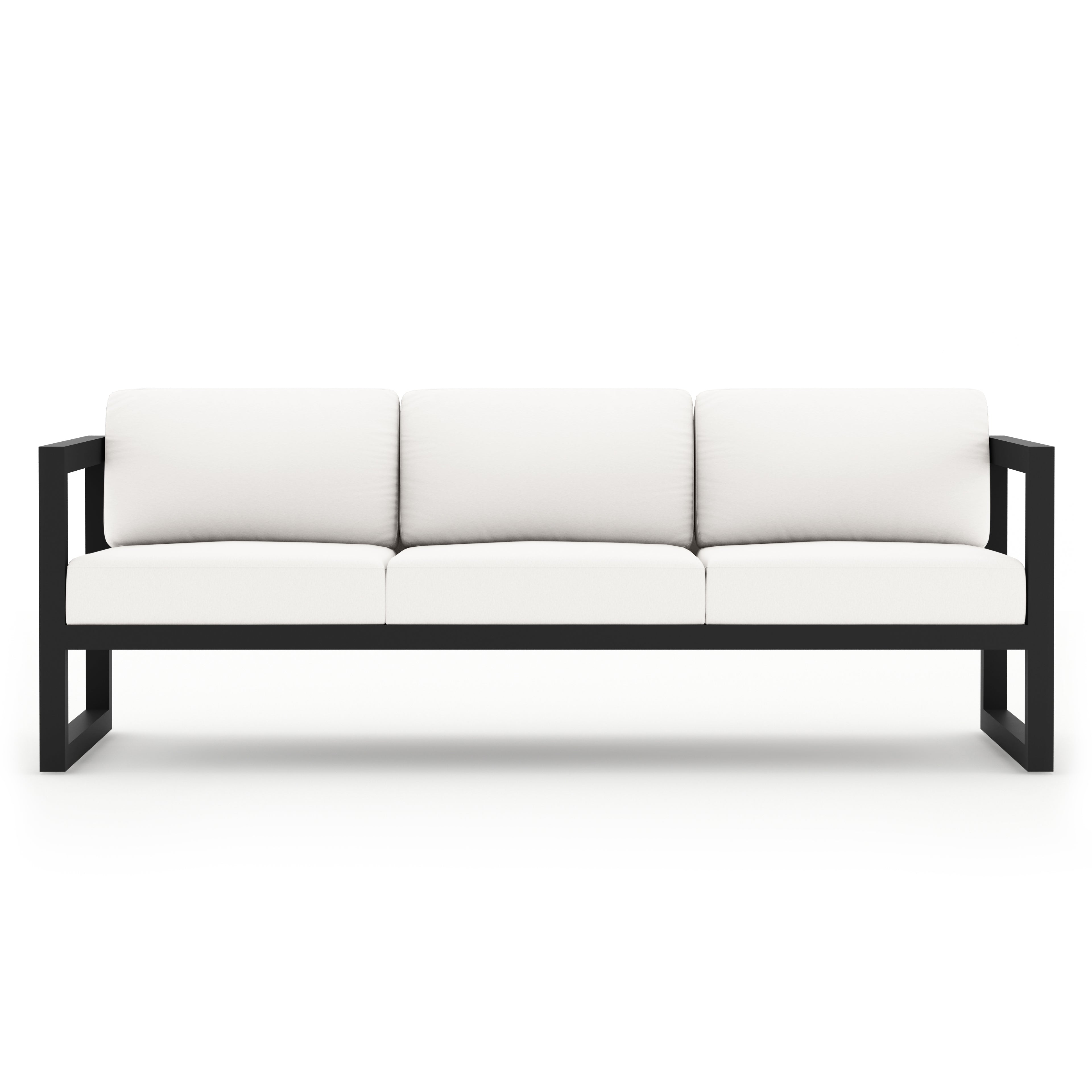 Avion 3 Piece Aluminum Sofa Loveseat Set#Finish_Black#Fabric_Canvas Natural
