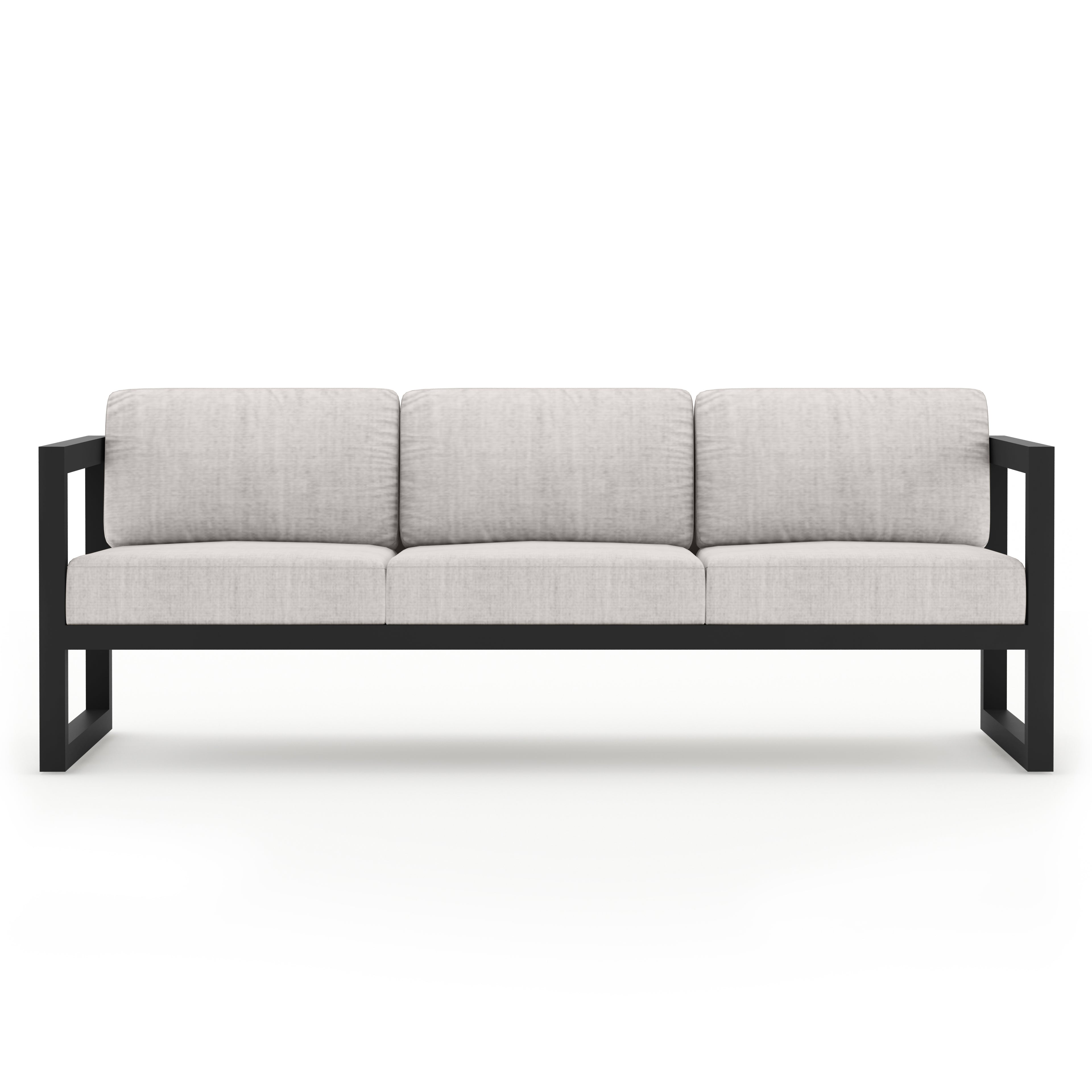 Avion 3 Piece Aluminum Sofa Loveseat Set#Finish_Black#Fabric_Cast Silver