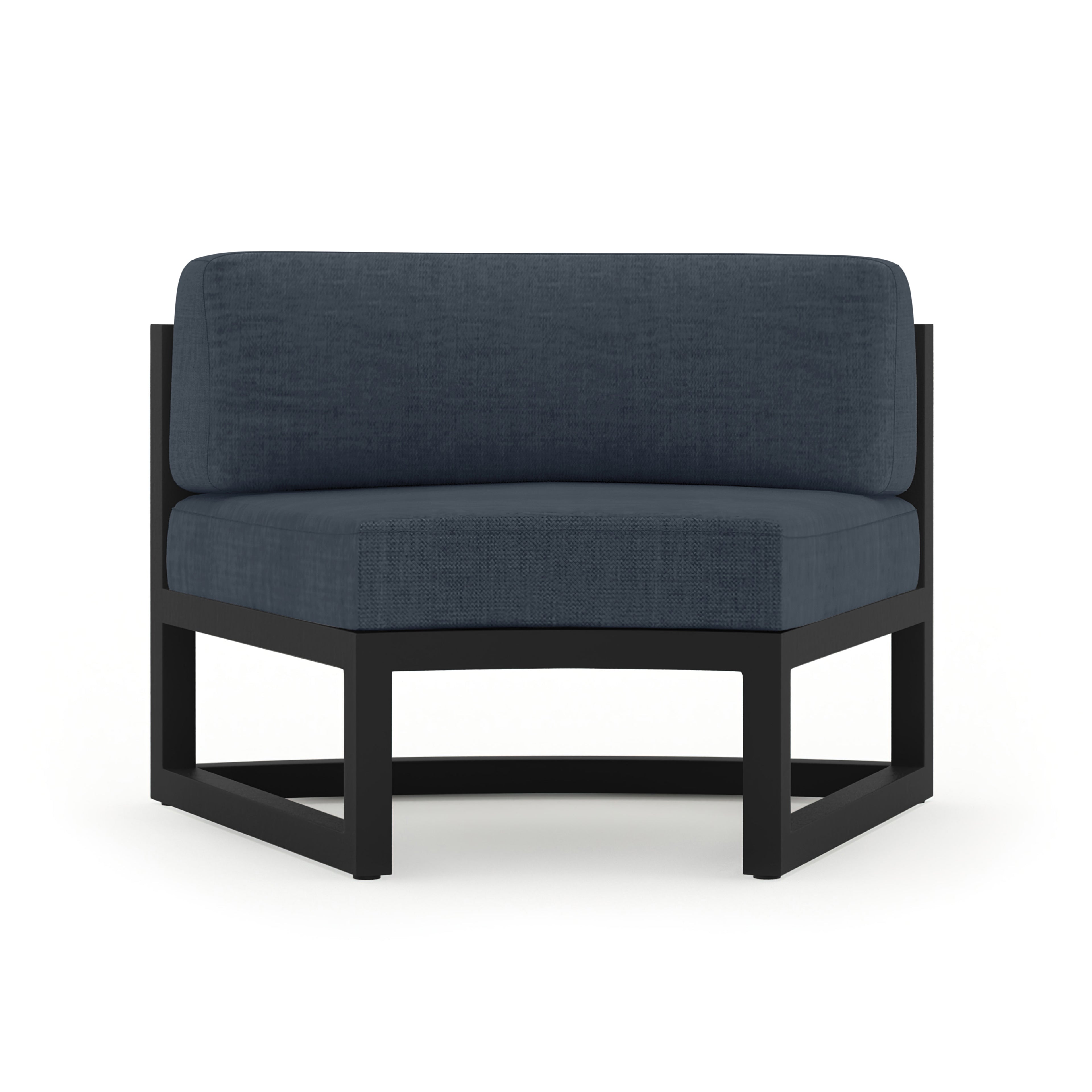 Avion 4 Piece Aluminum Curve Sectional Set#Finish_Black#Fabric_Spectrum Indigo