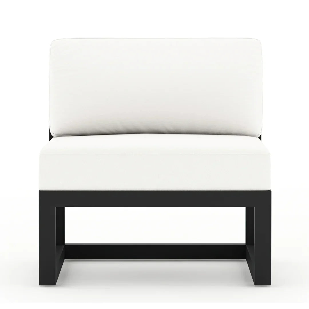 Avion 4 Piece Aluminum Sectional Set#Finish_Black#Fabric_Canvas Natural