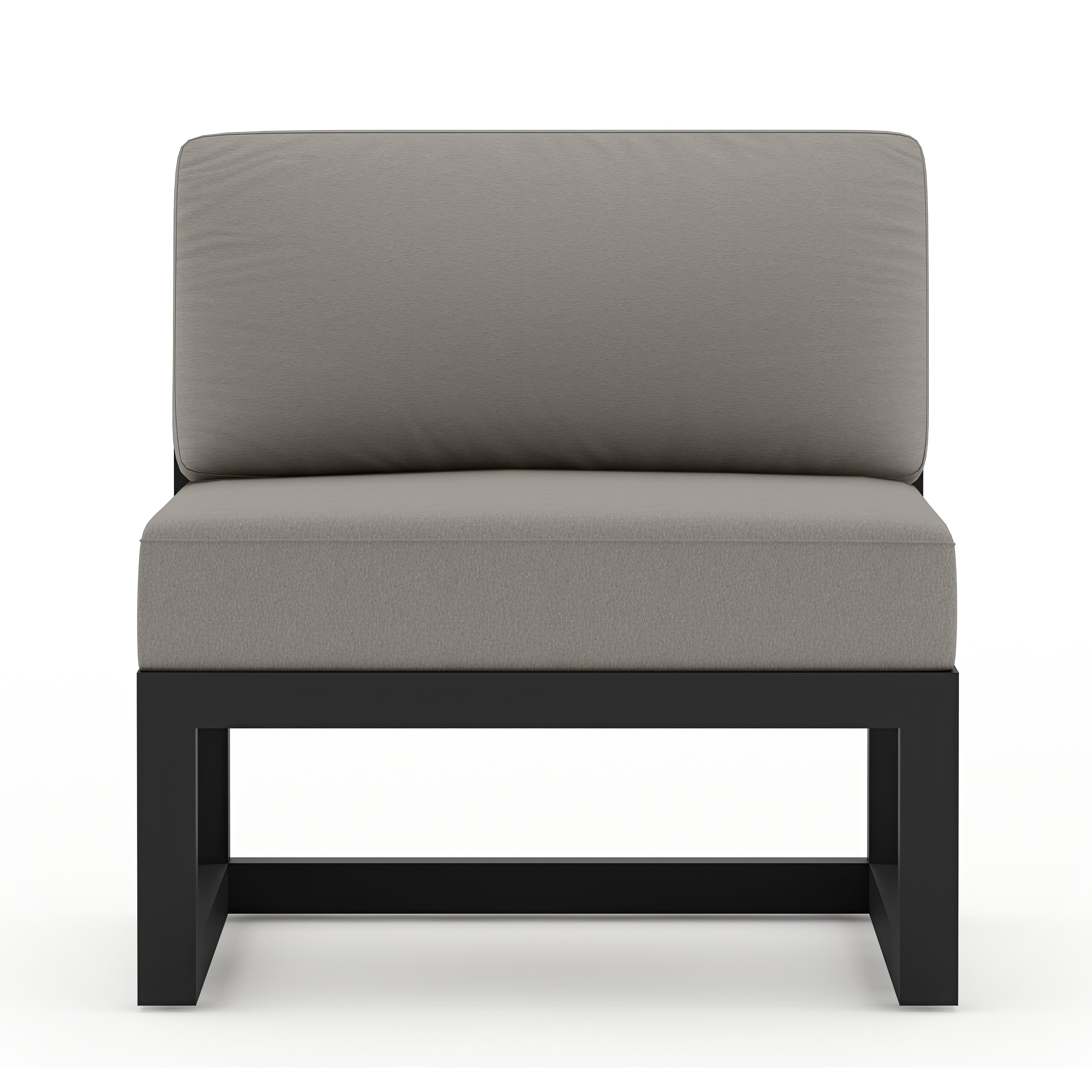 Avion 8 Piece Aluminum Sectional Set#Finish_Black#Fabric_Canvas Charcoal