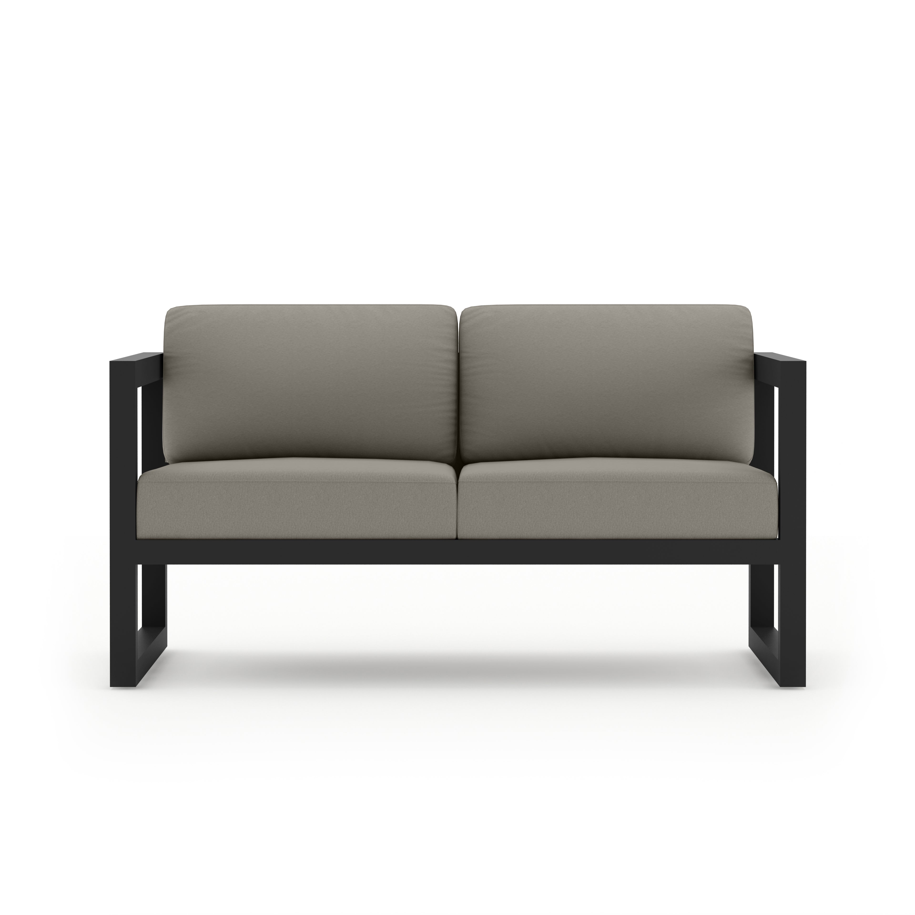 Avion Loveseat#Finish_Black#Fabric_Canvas Charcoal