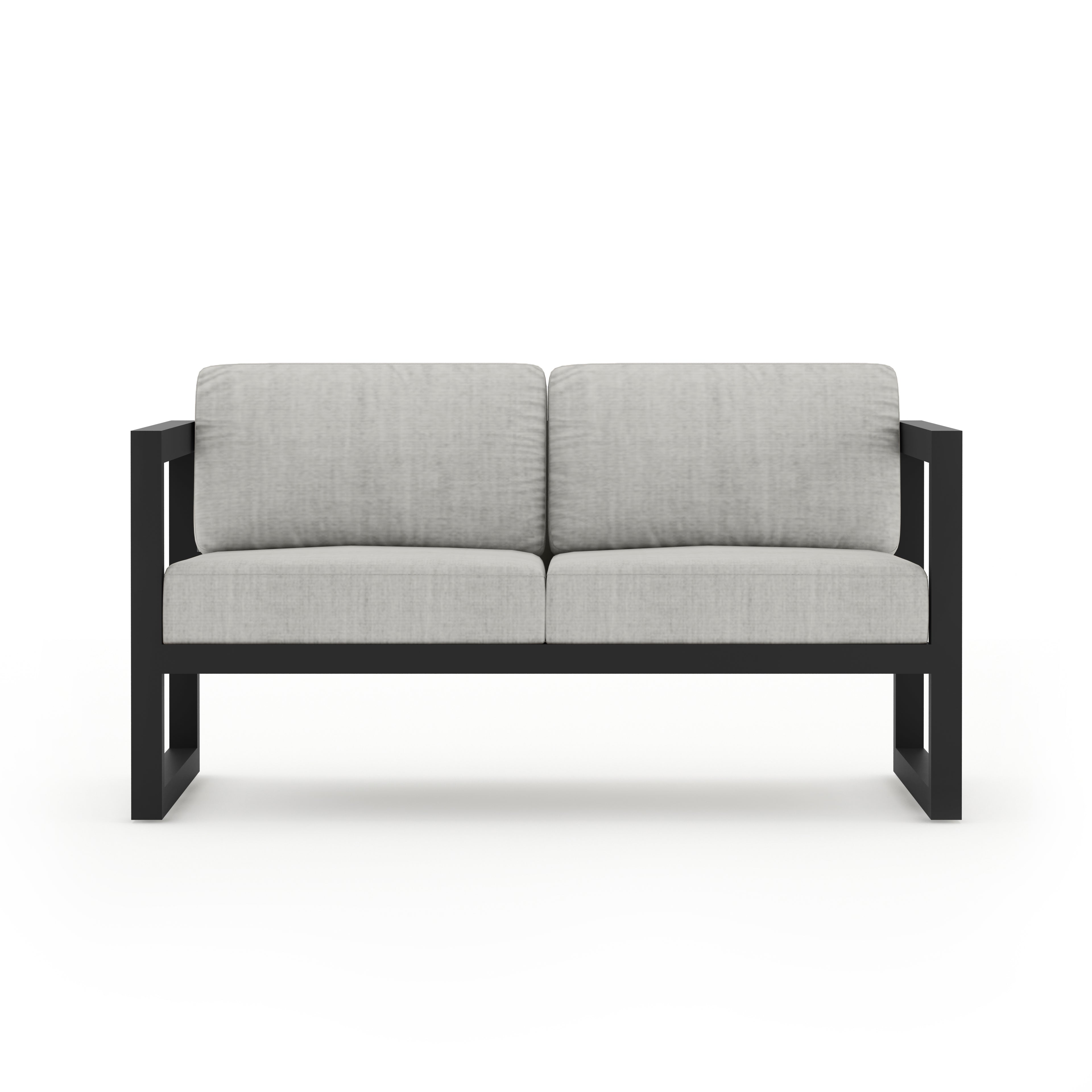 Avion Loveseat#Finish_Black#Fabric_Cast Silver