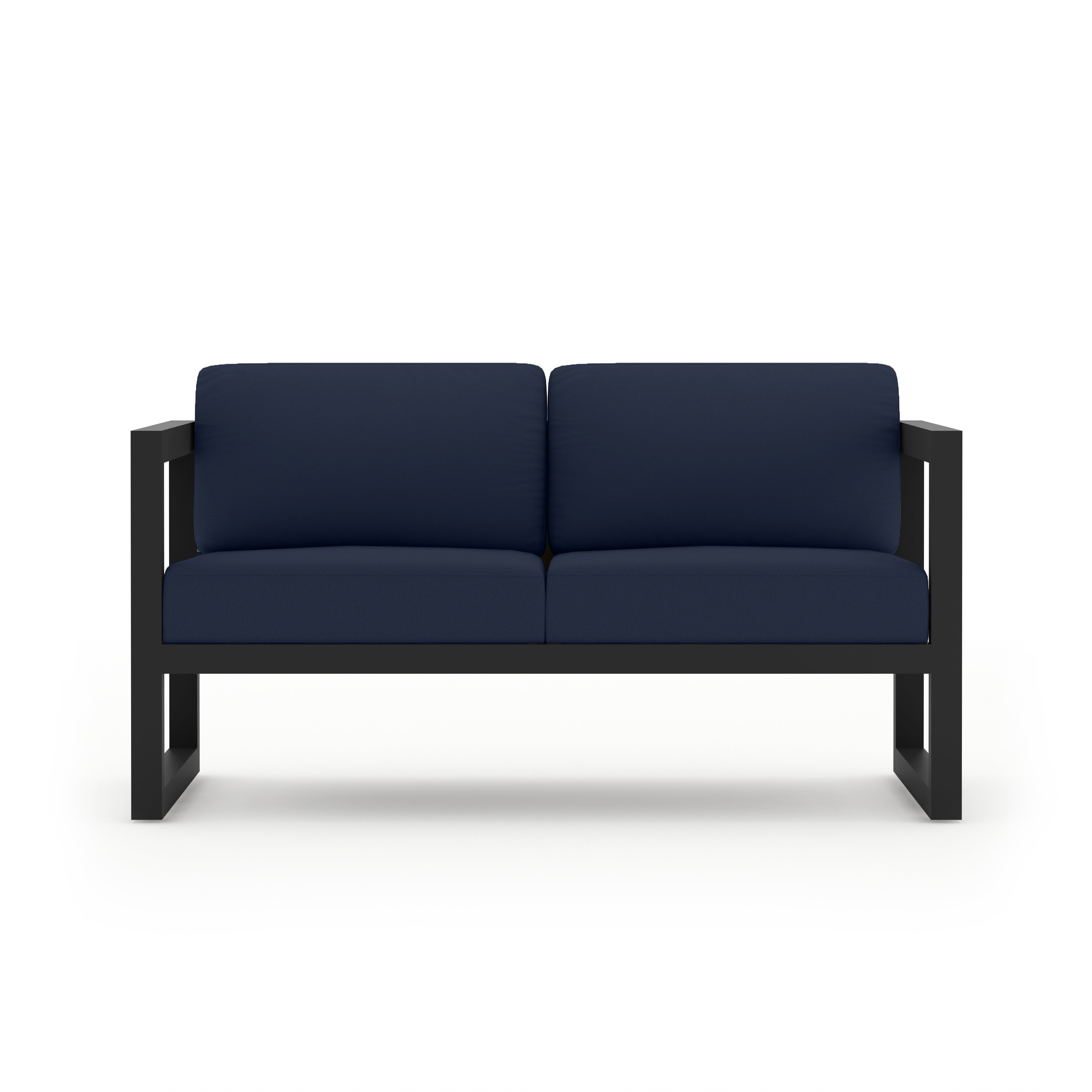 Avion Loveseat#Finish_Black#Fabric_Spectrum Indigo