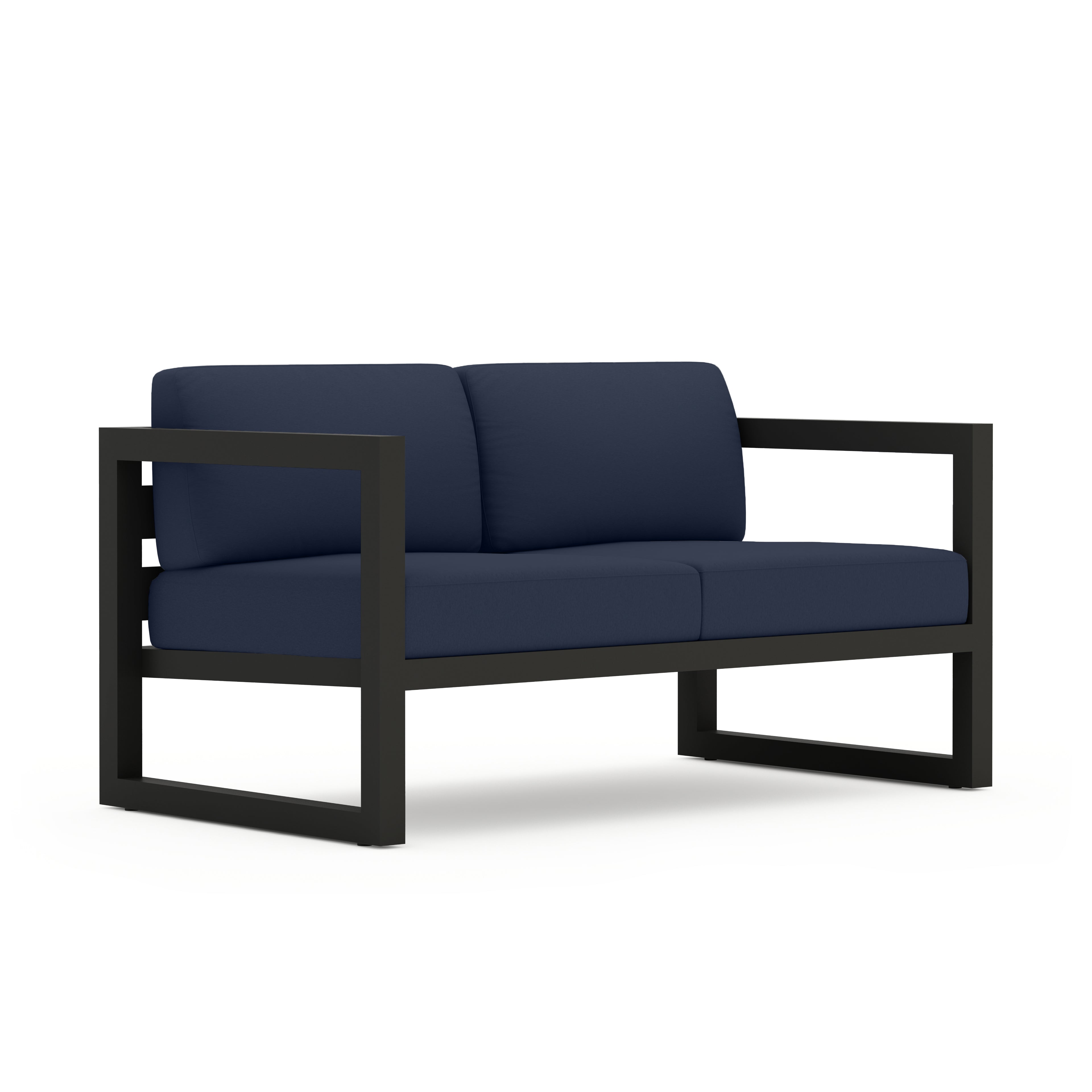 Avion Loveseat#Finish_Black#Fabric_Spectrum Indigo