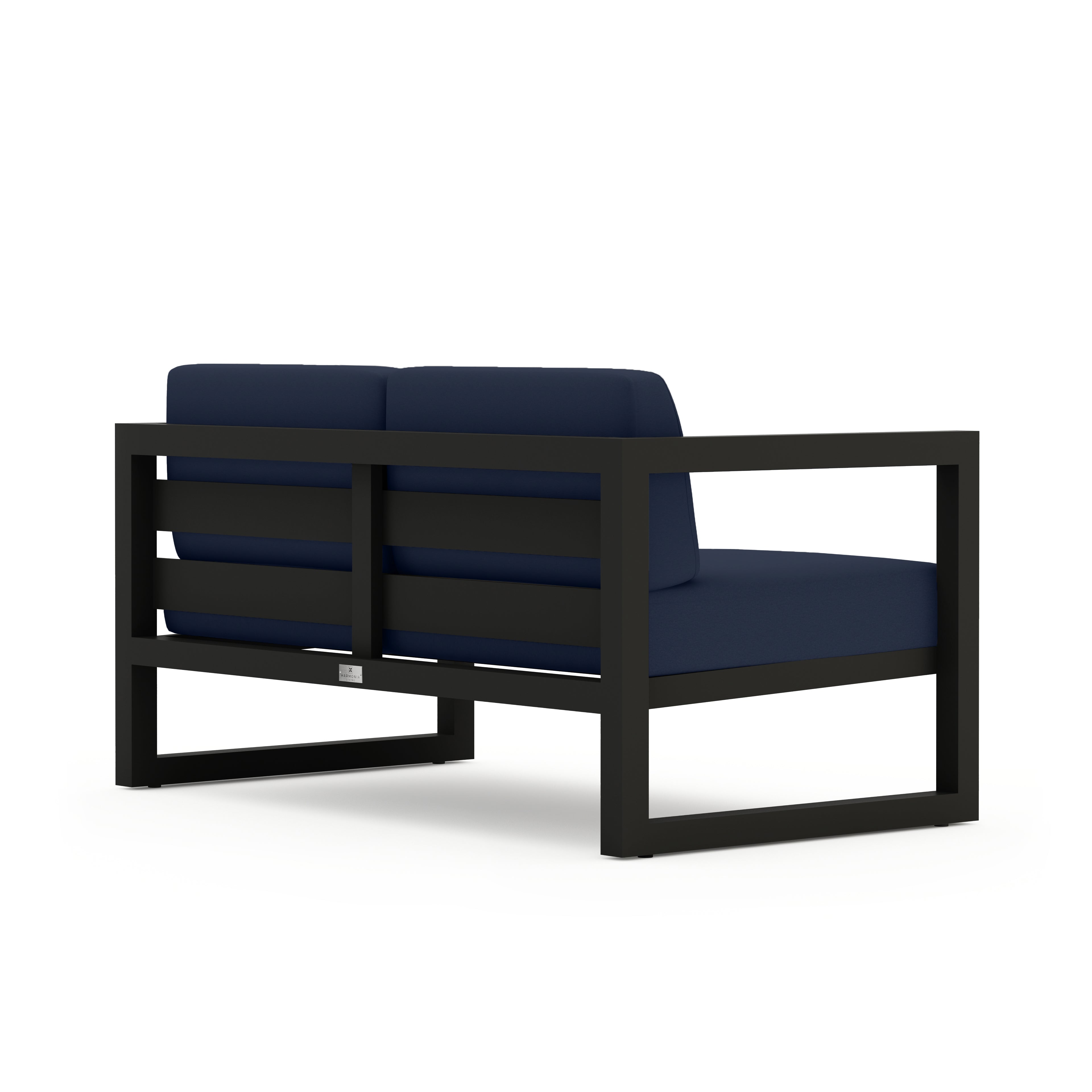 Avion Loveseat#Finish_Black#Fabric_Spectrum Indigo