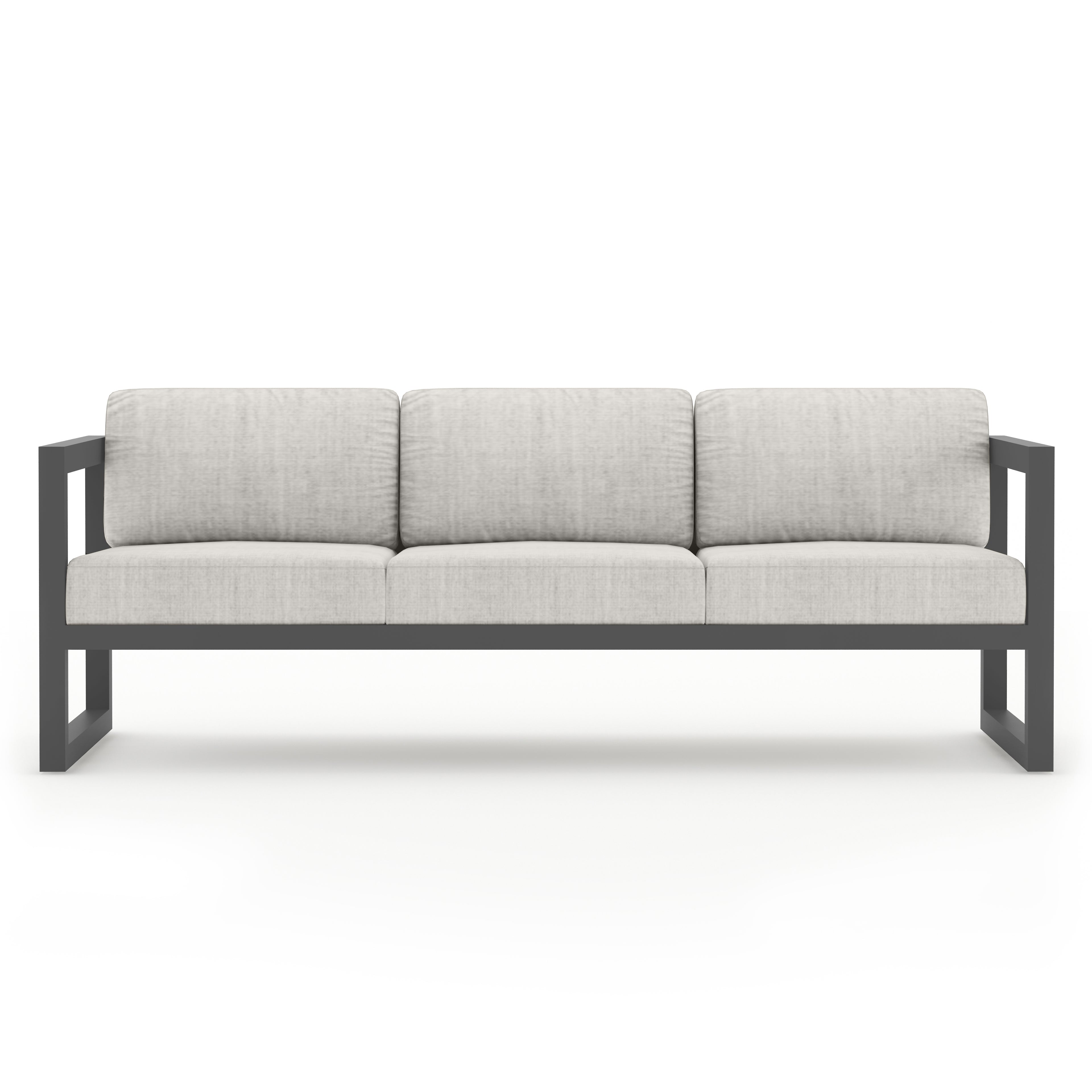 Avion 2 Piece Aluminum Sofa Set#Finish_Slate#Fabric_Cast Silver