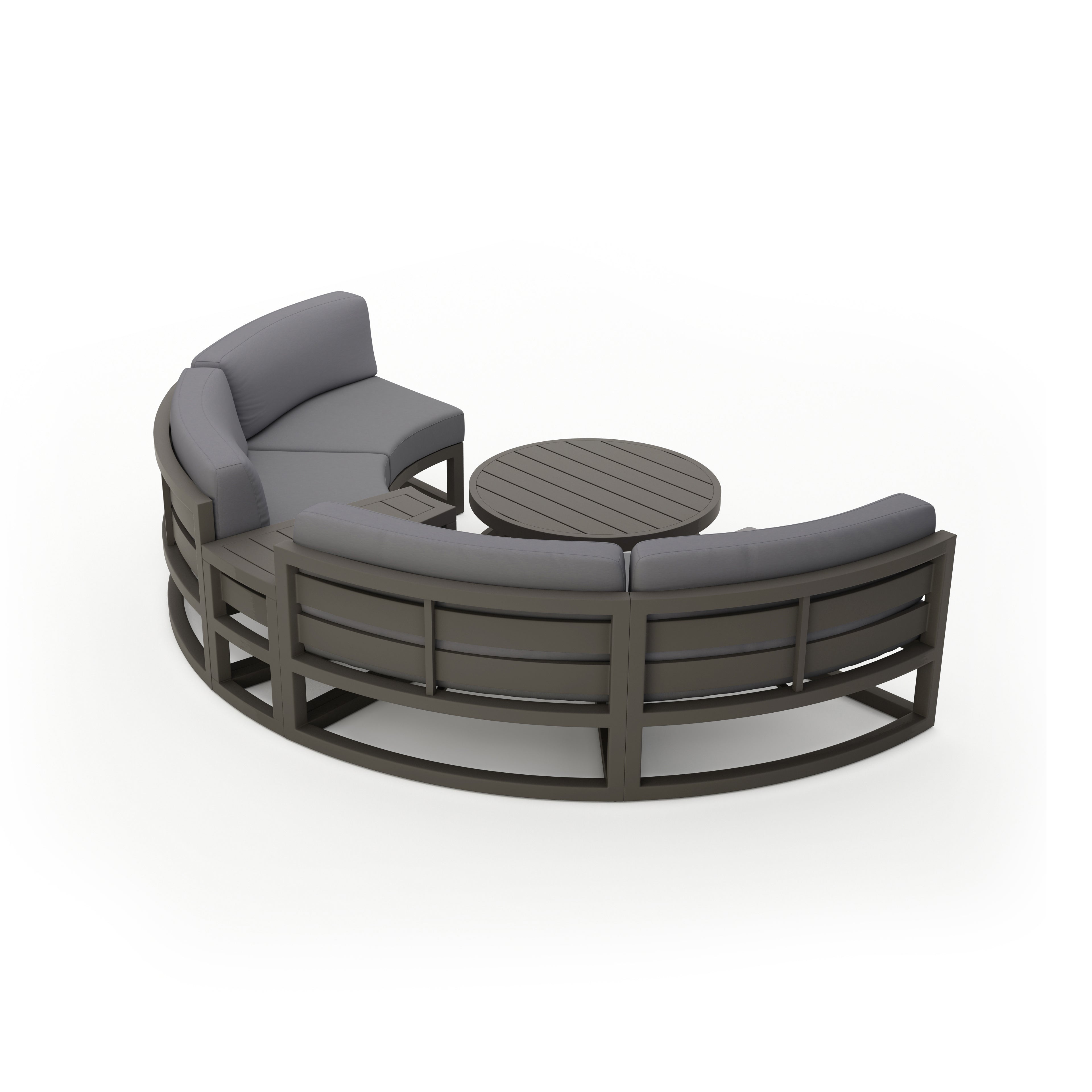 Avion 4 Piece Aluminum Curve Sectional Set#Finish_Slate#Fabric_Canvas Charcoal