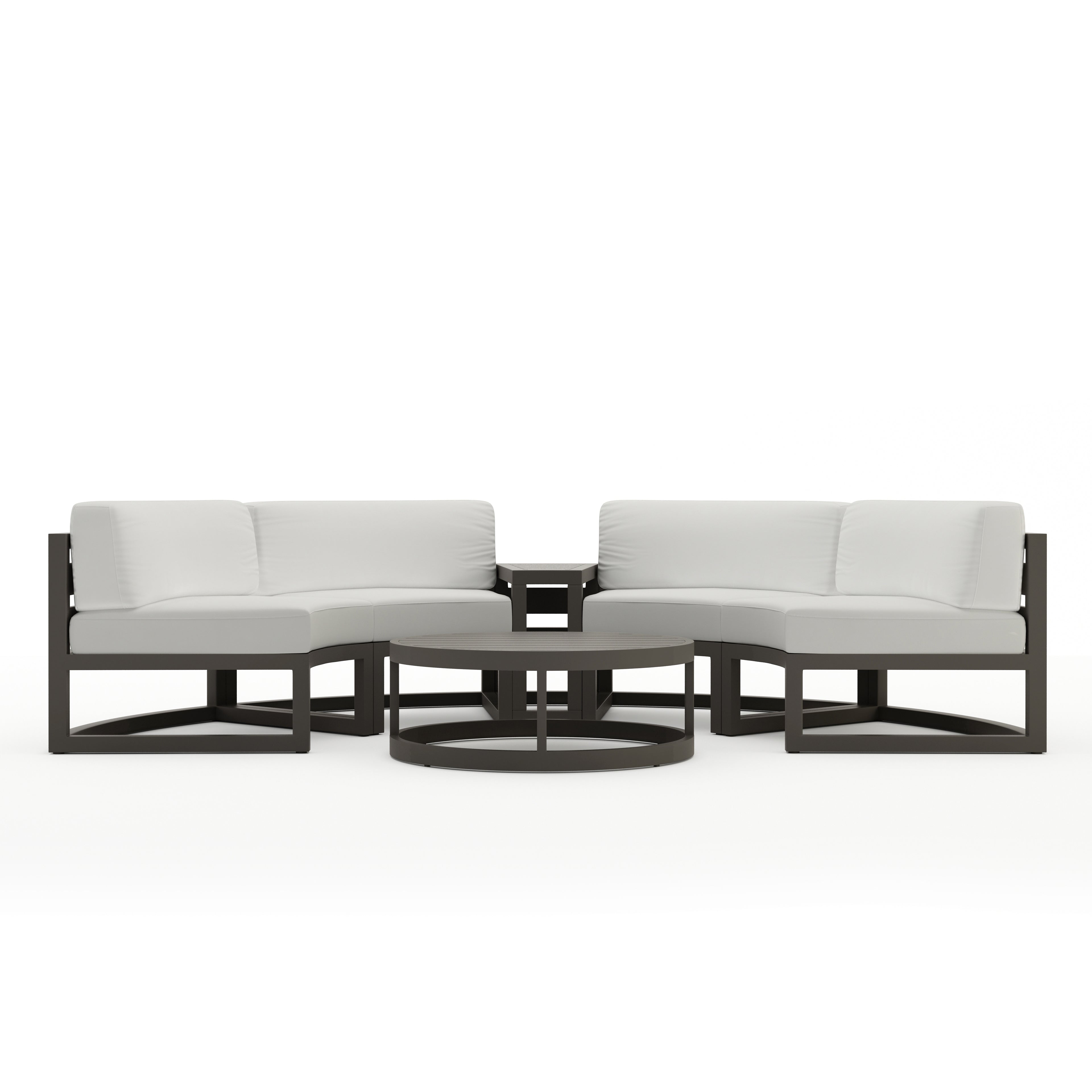 Avion 4 Piece Aluminum Curve Sectional Set#Finish_Slate#Fabric_Canvas Natural