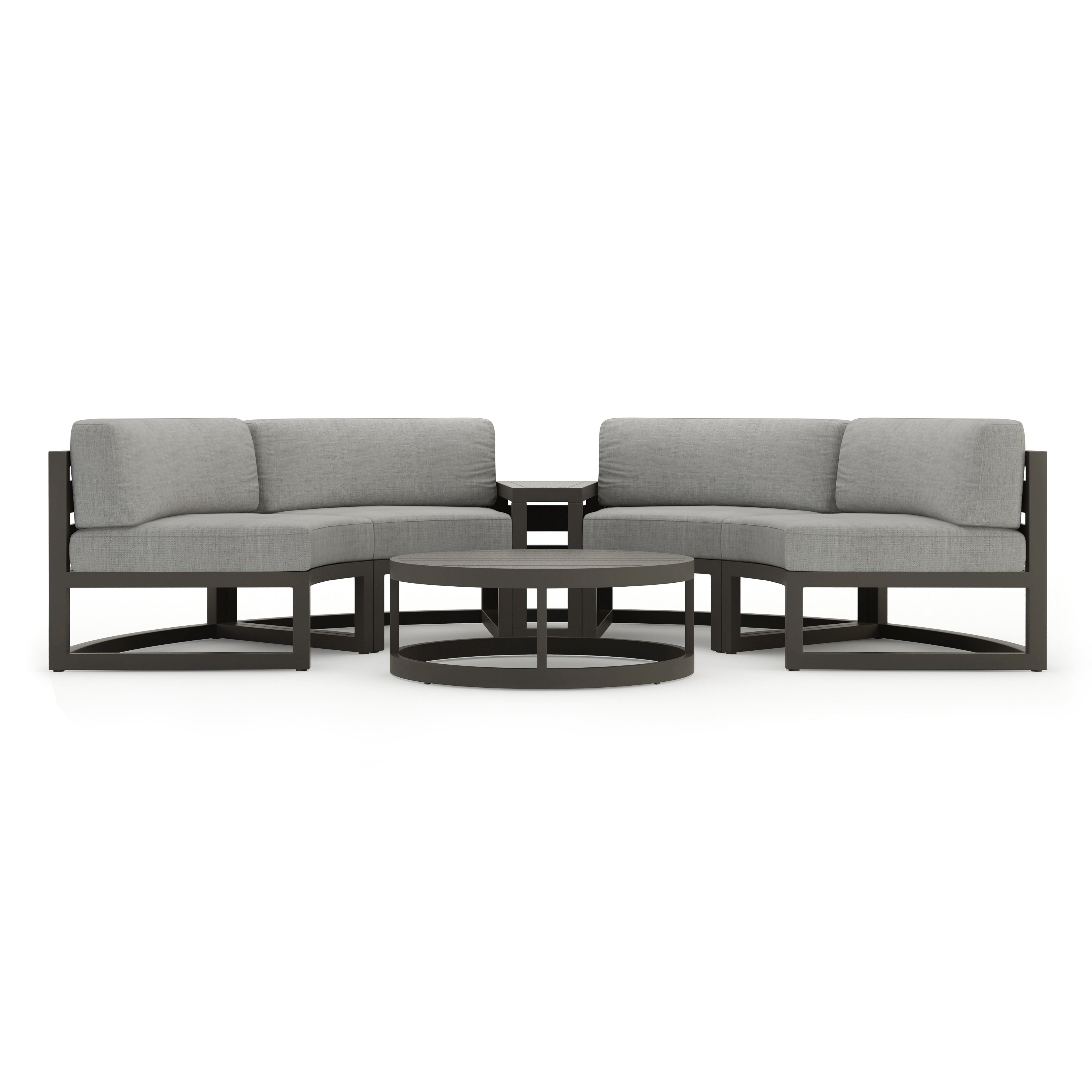 Avion 4 Piece Aluminum Curve Sectional Set#Finish_Slate#Fabric_Cast Silver