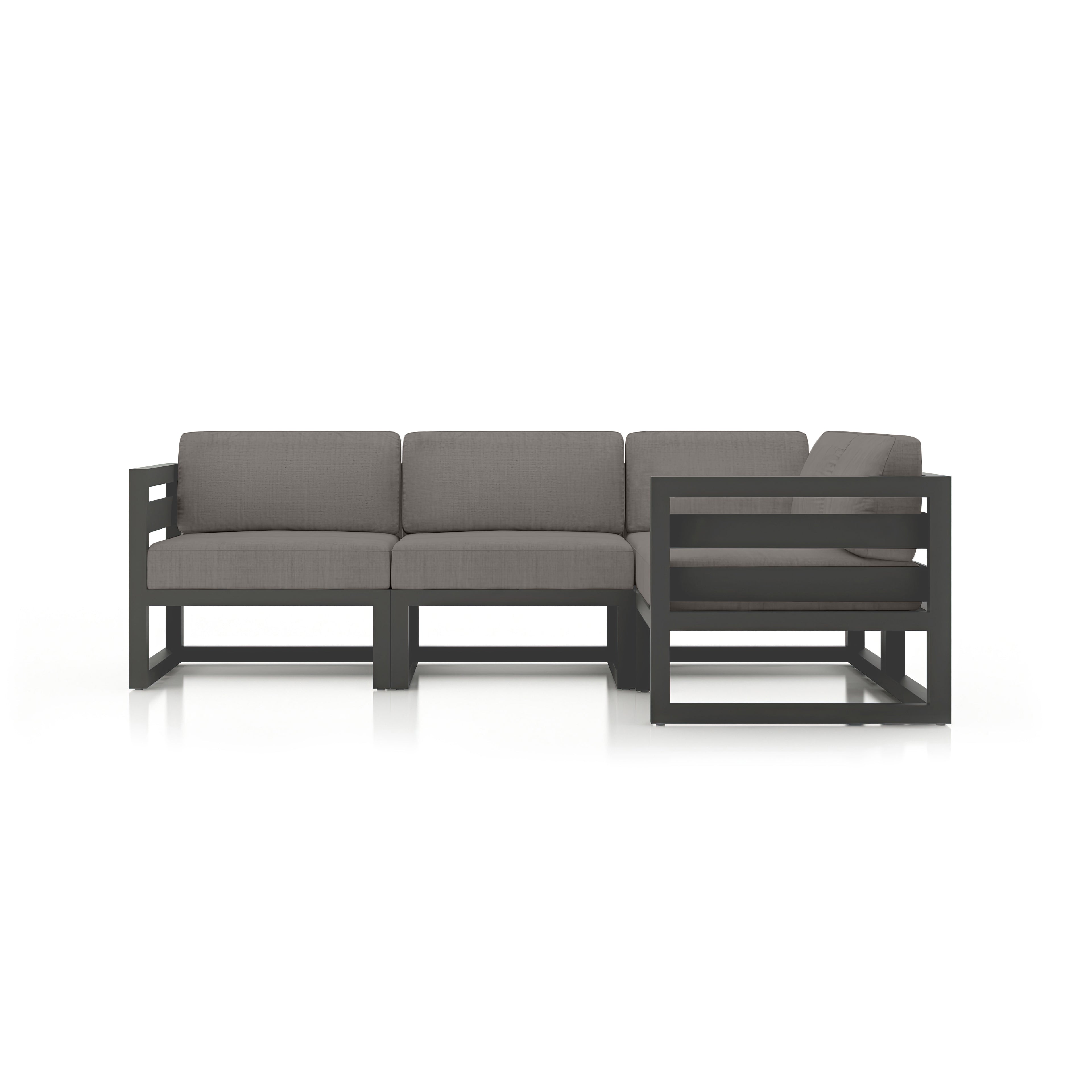 Avion 4 Piece Aluminum Sectional Set#Finish_Slate#Fabric_Canvas Charcoal