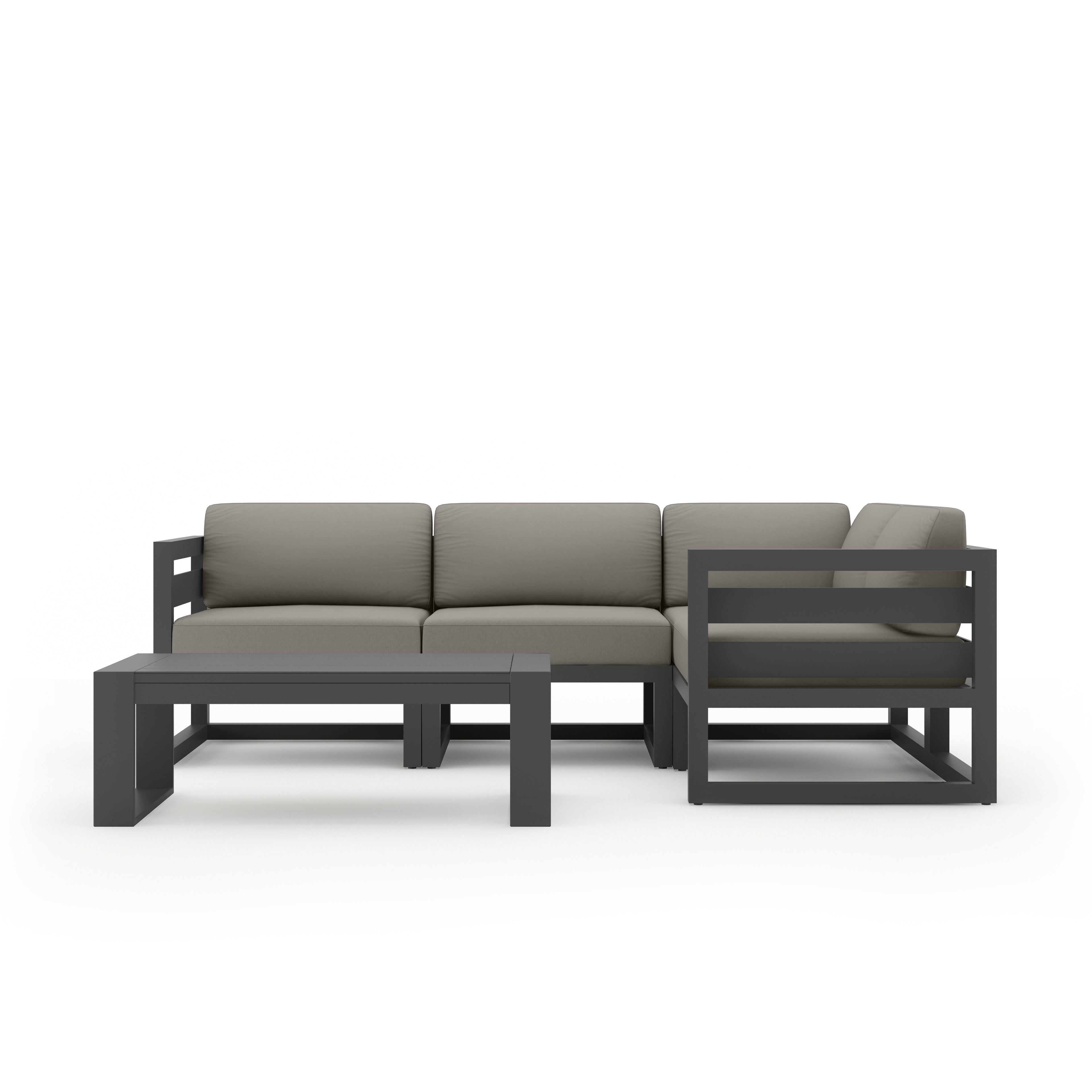 Avion 5 Piece Aluminum Sectional Set#Finish_Slate#Fabric_Canvas Charcoal