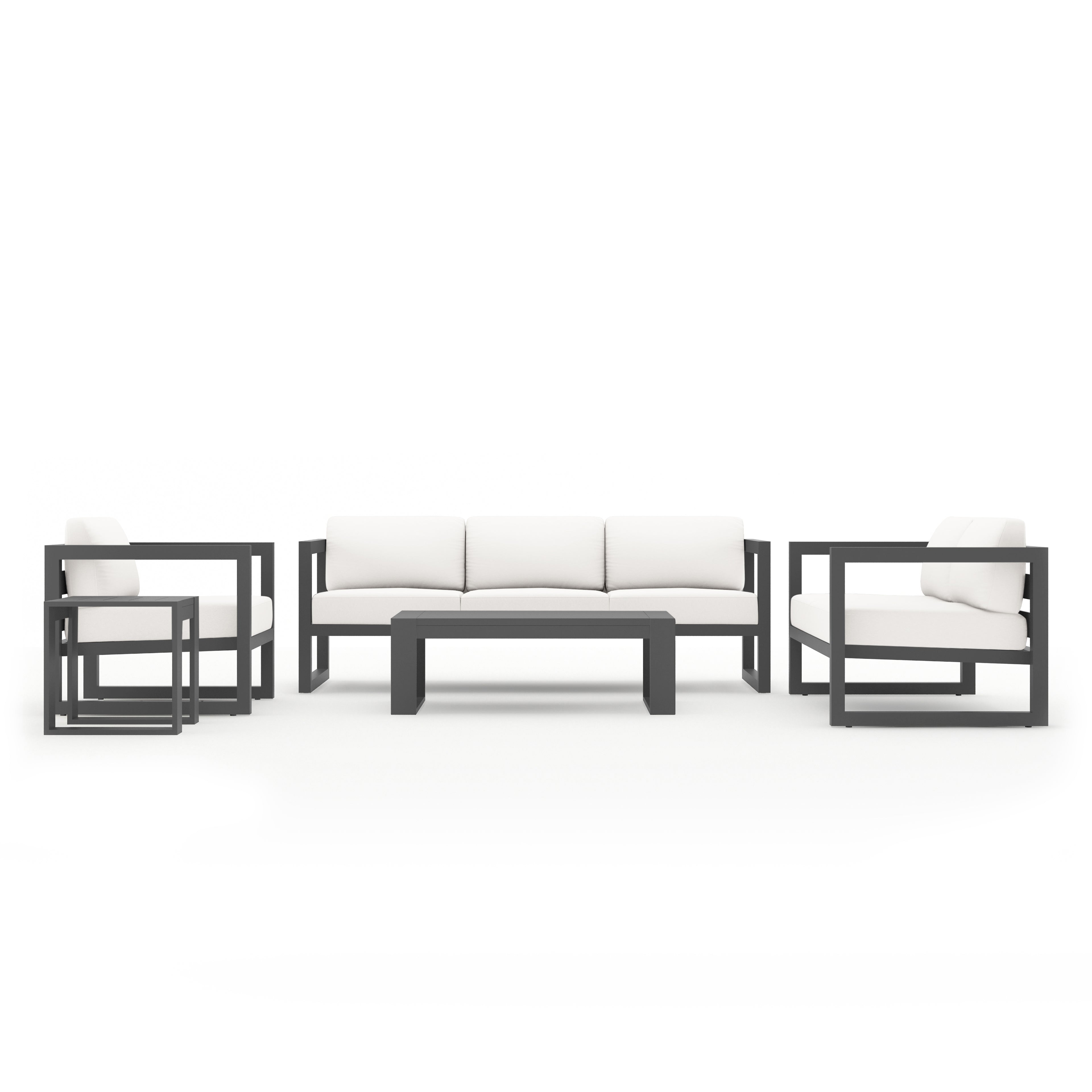 Avion 5 Piece Aluminum Sofa Set#Finish_Slate#Fabric_Canvas Natural
