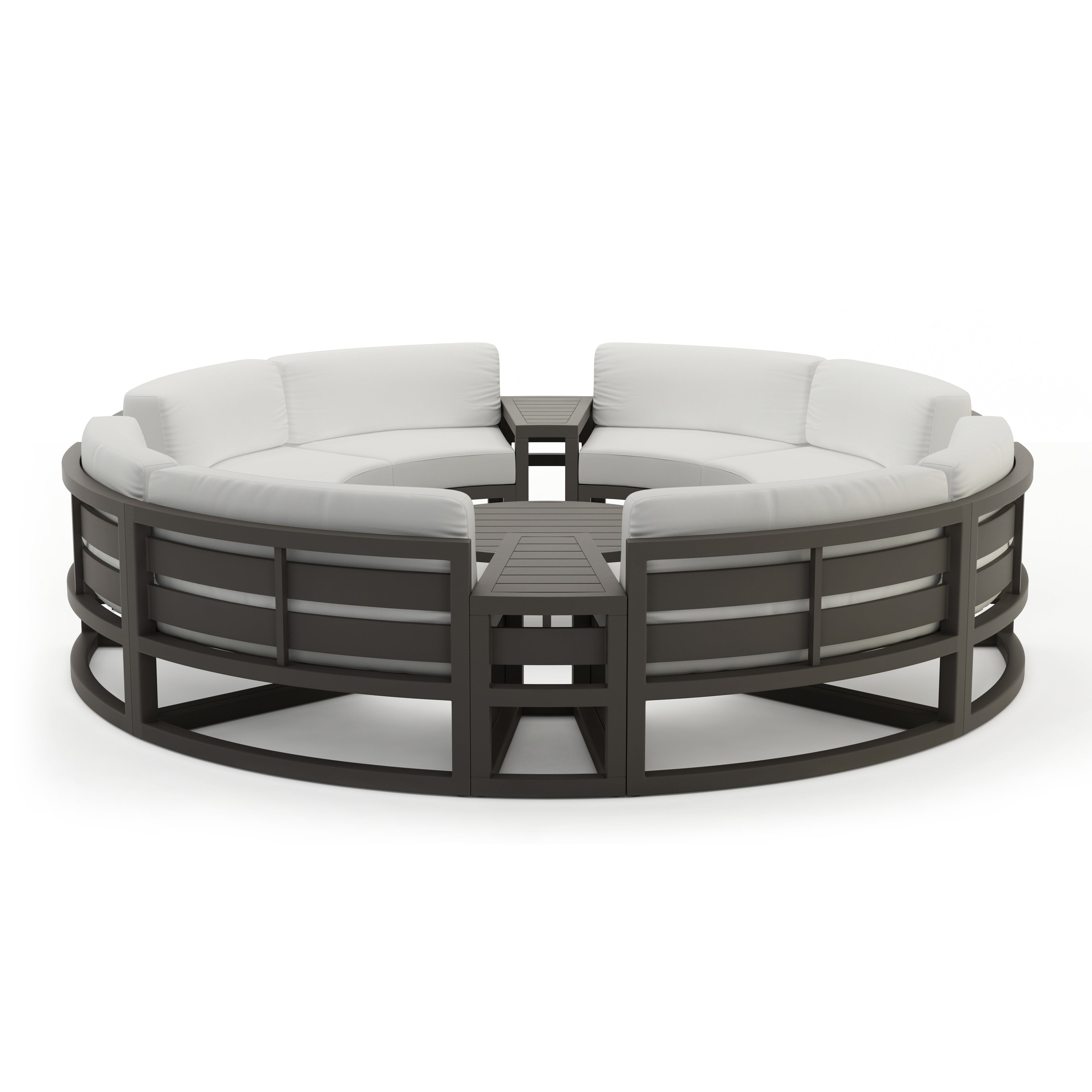 Avion 7 Piece Aluminum Curve Sectional Set#Finish_Slate#Fabric_Canvas Natural