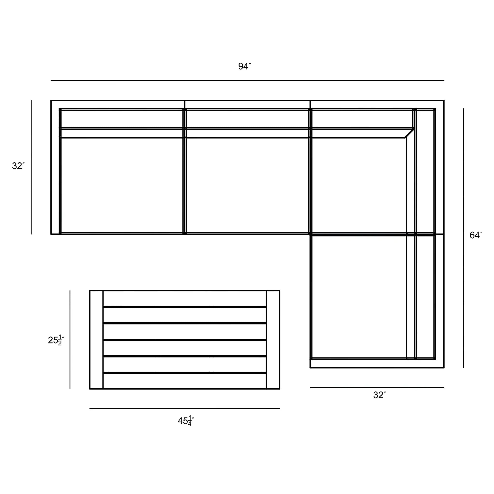 Avion 5 Piece Aluminum Sectional Set
