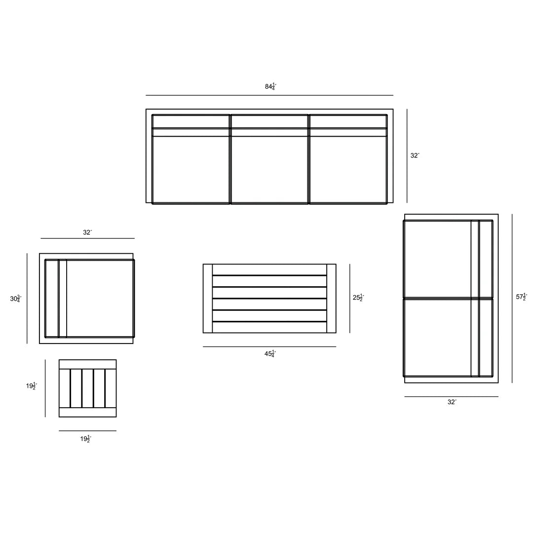 Avion 5 Piece Aluminum Sofa Set