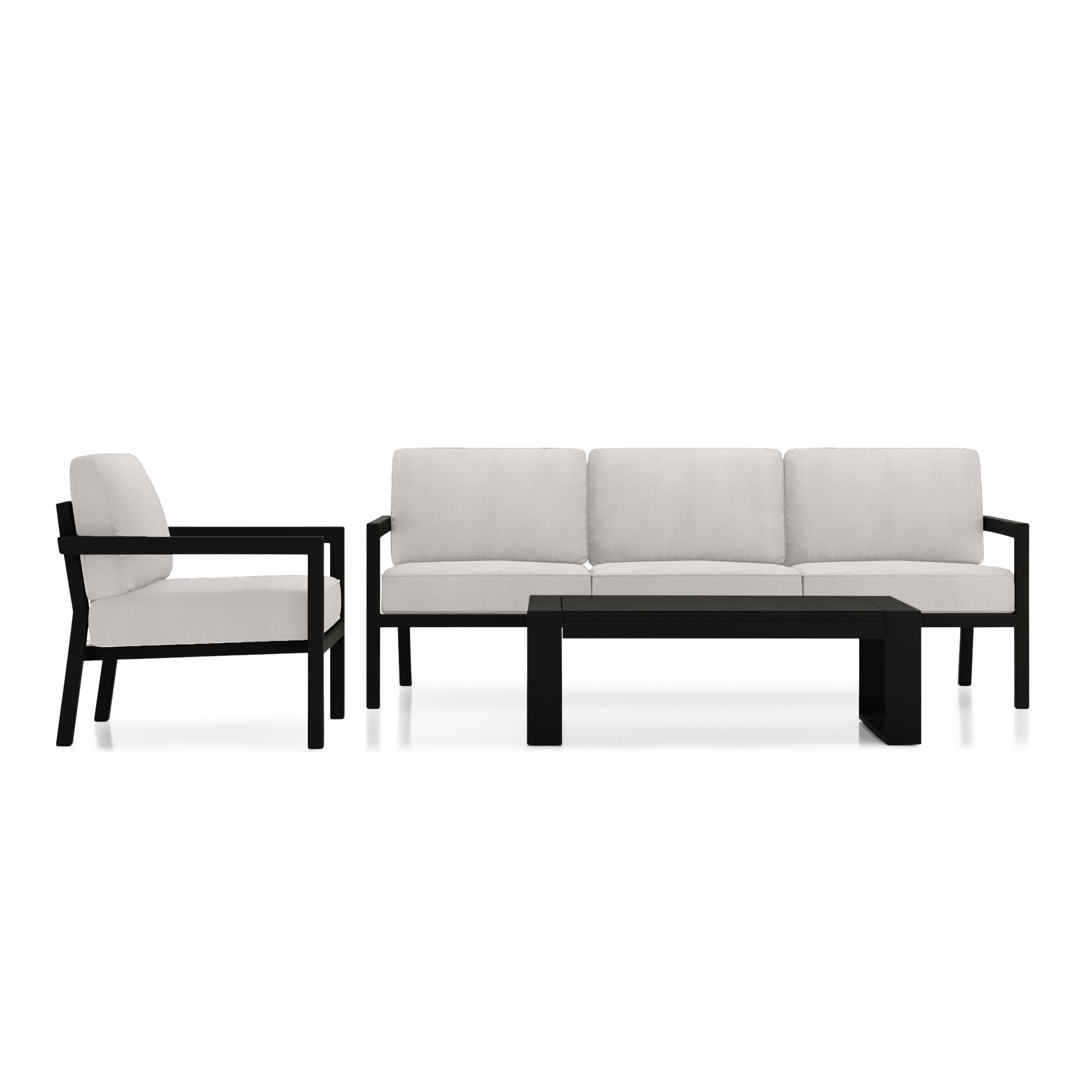 Pacifica 3 Piece Sofa Set#Finish_Black#Fabric_Cast Silver