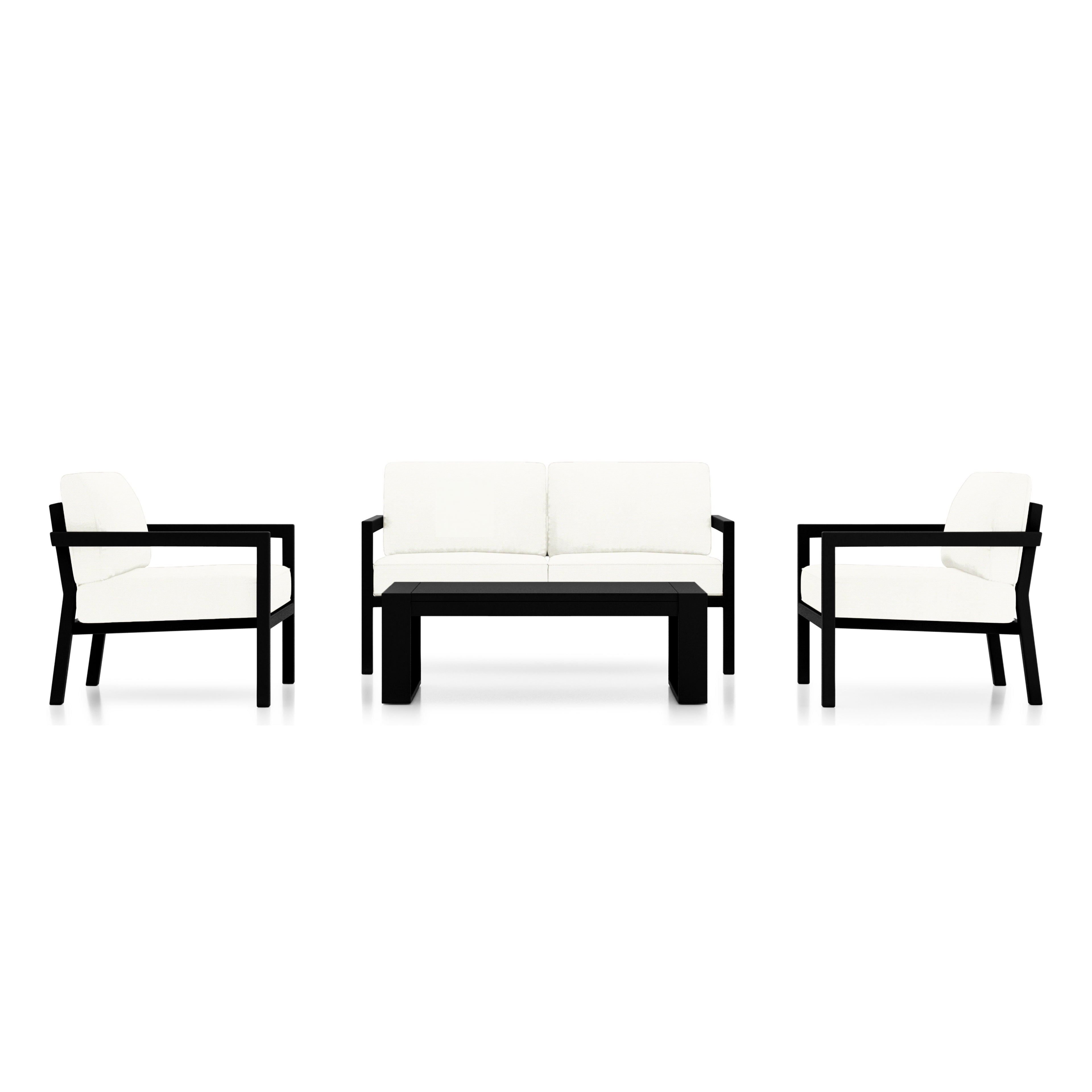 Pacifica 4 Piece Sofa Set#Finish_Black#Fabric_Canvas Natural