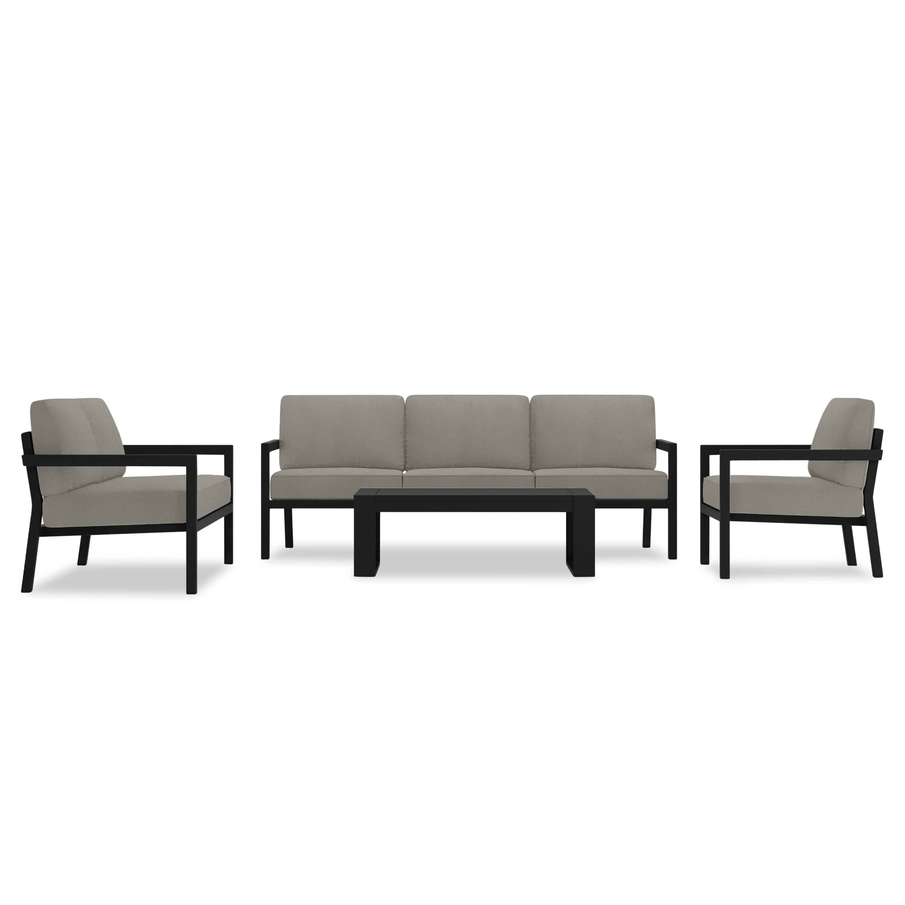 Pacifica 5 Piece Sofa Set#Finish_Black#Fabric_Canvas Charcoal
