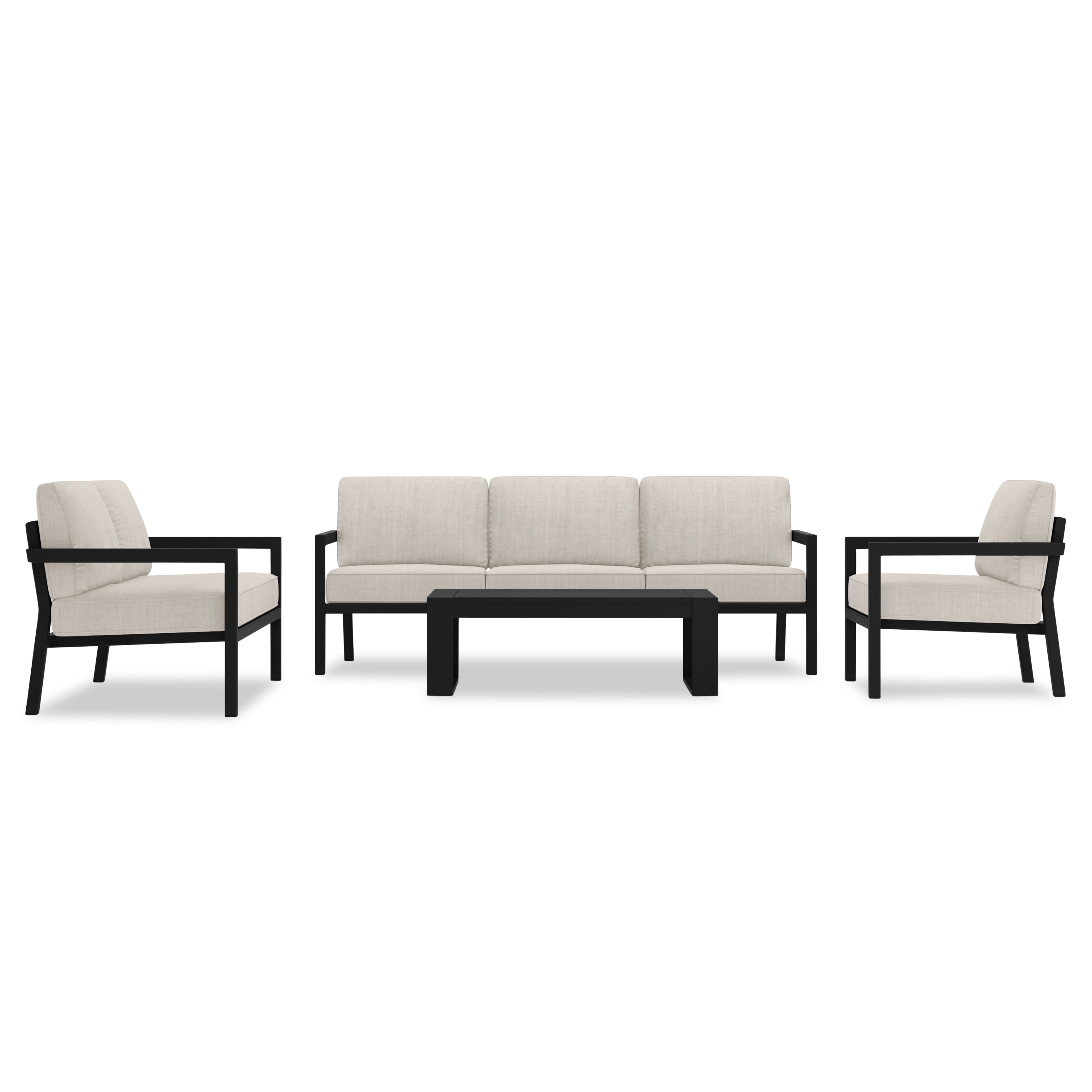 Pacifica 5 Piece Sofa Set#Finish_Black#Fabric_Cast Silver