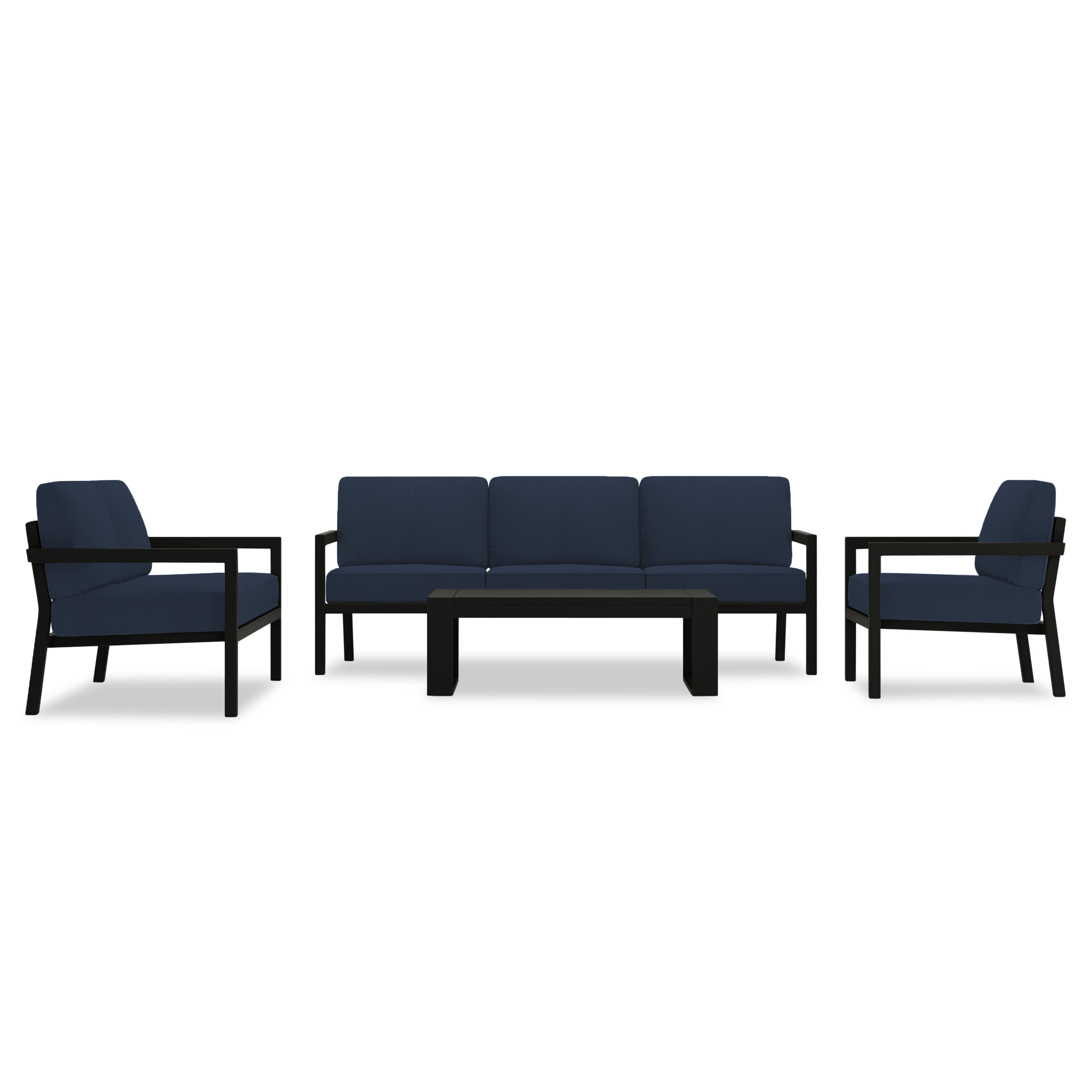 Pacifica 5 Piece Sofa Set#Finish_Black#Fabric_Spectrum Indigo