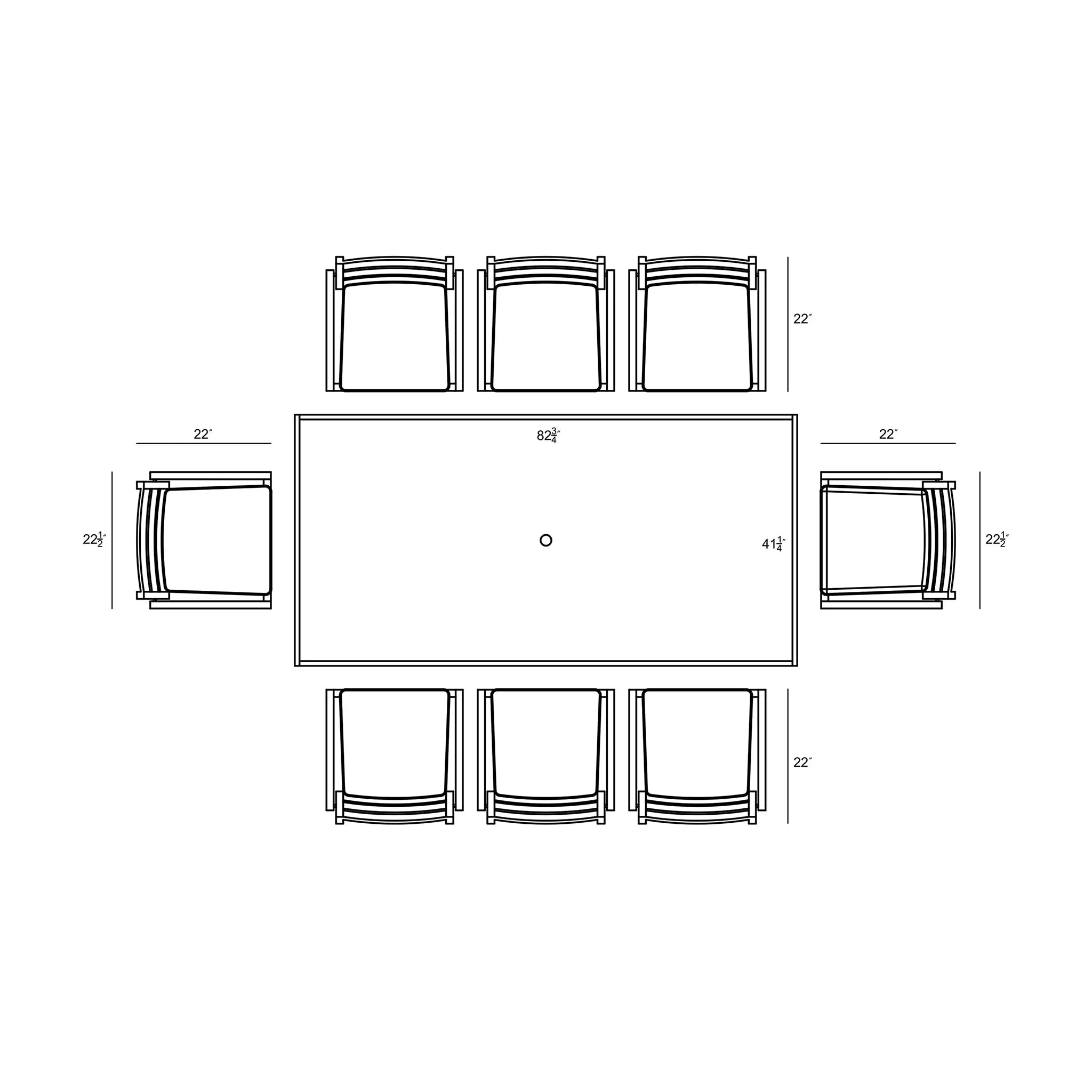 Harmonia Living Pacifica 8 Seat Aluminum Rectangular Dining Set - Black 83
