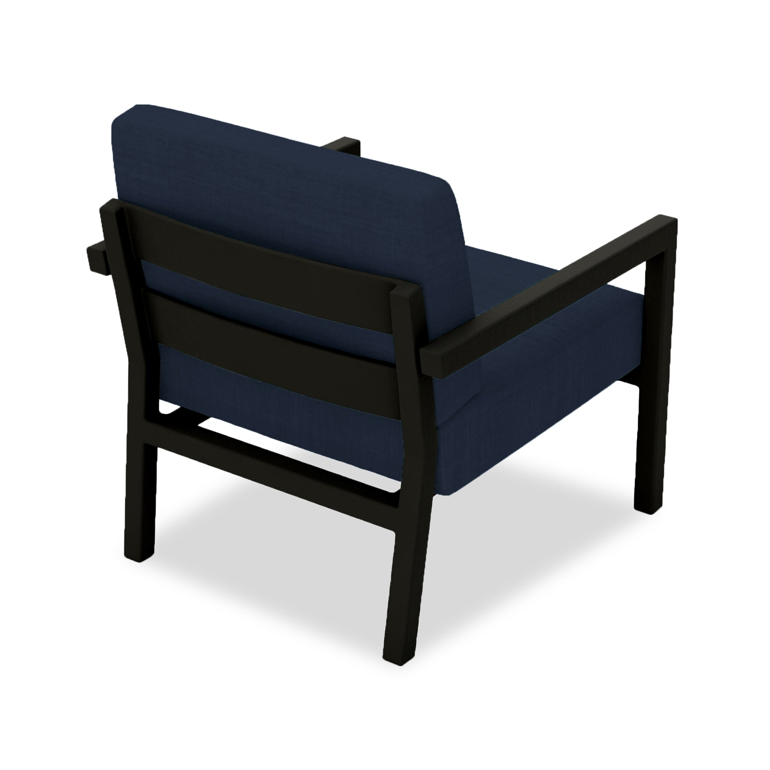 Pacifica Aluminum Club Chair#Finish_Black#Fabric_Spectrum Indigo