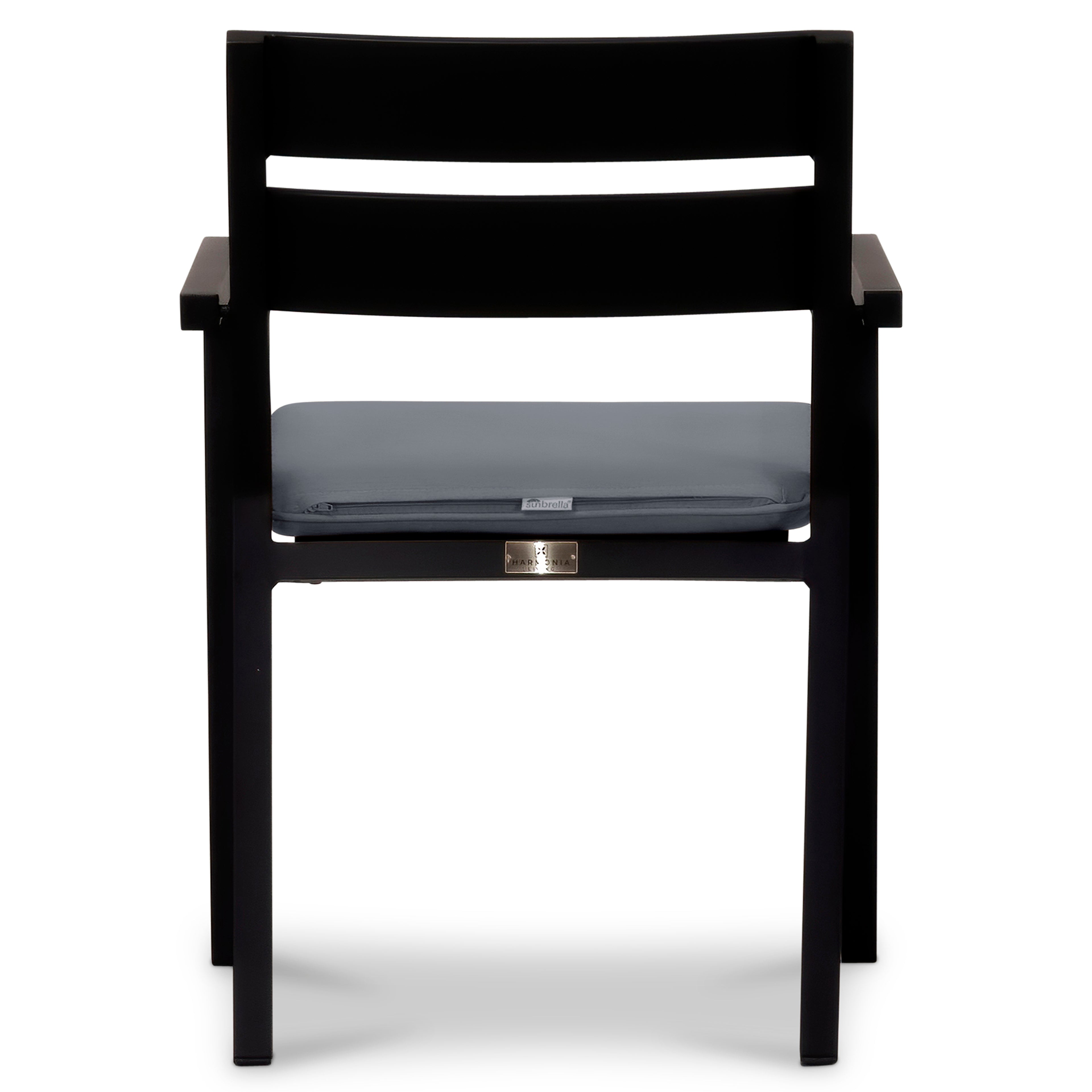 Pacifica Aluminum Dining Arm Chair#Finish_Black#Fabric_Canvas Charcoal