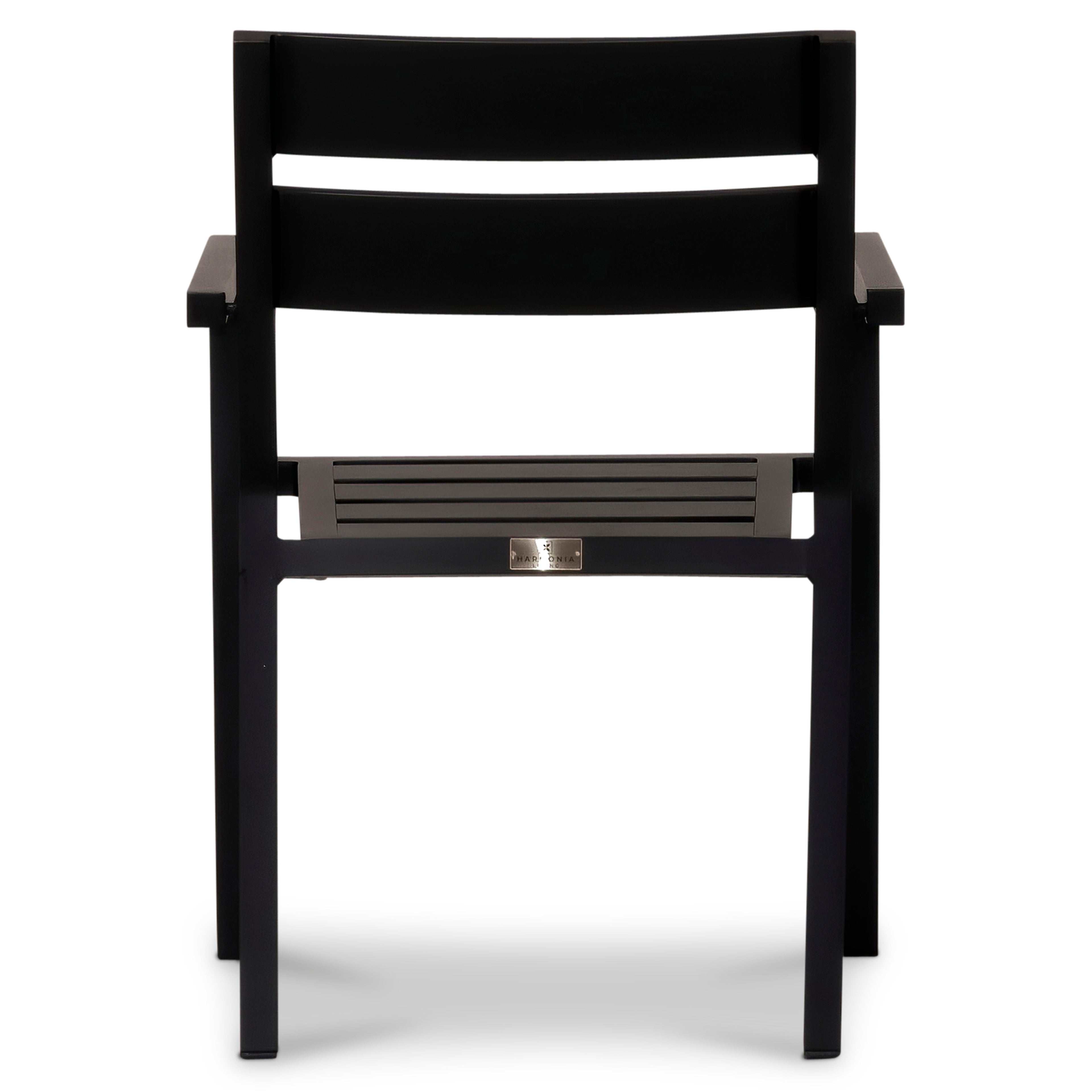 Pacifica Aluminum Dining Arm Chair#Finish_Black