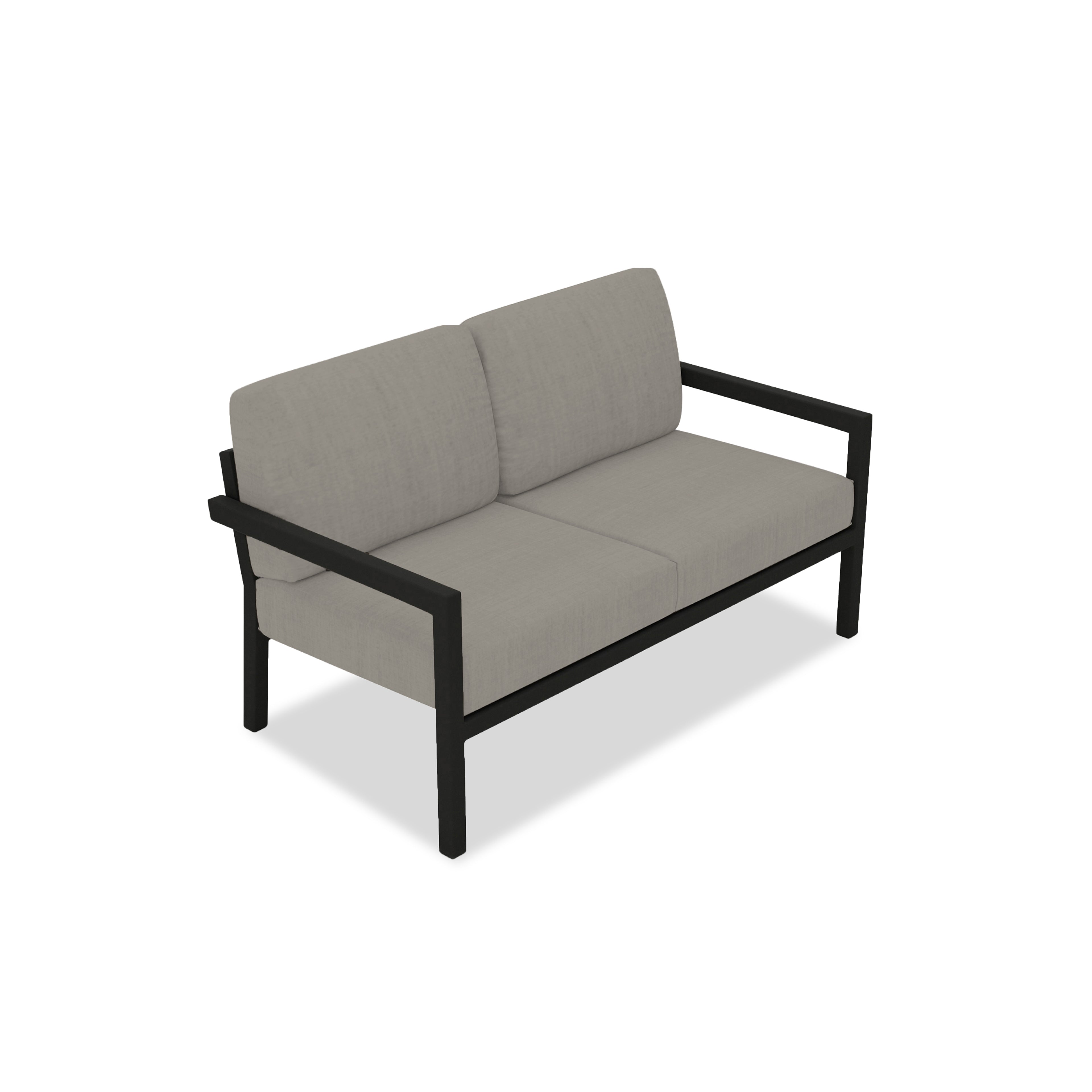 Pacifica Loveseat Aluminum#Finish_Black#Fabric_Canvas Charcoal